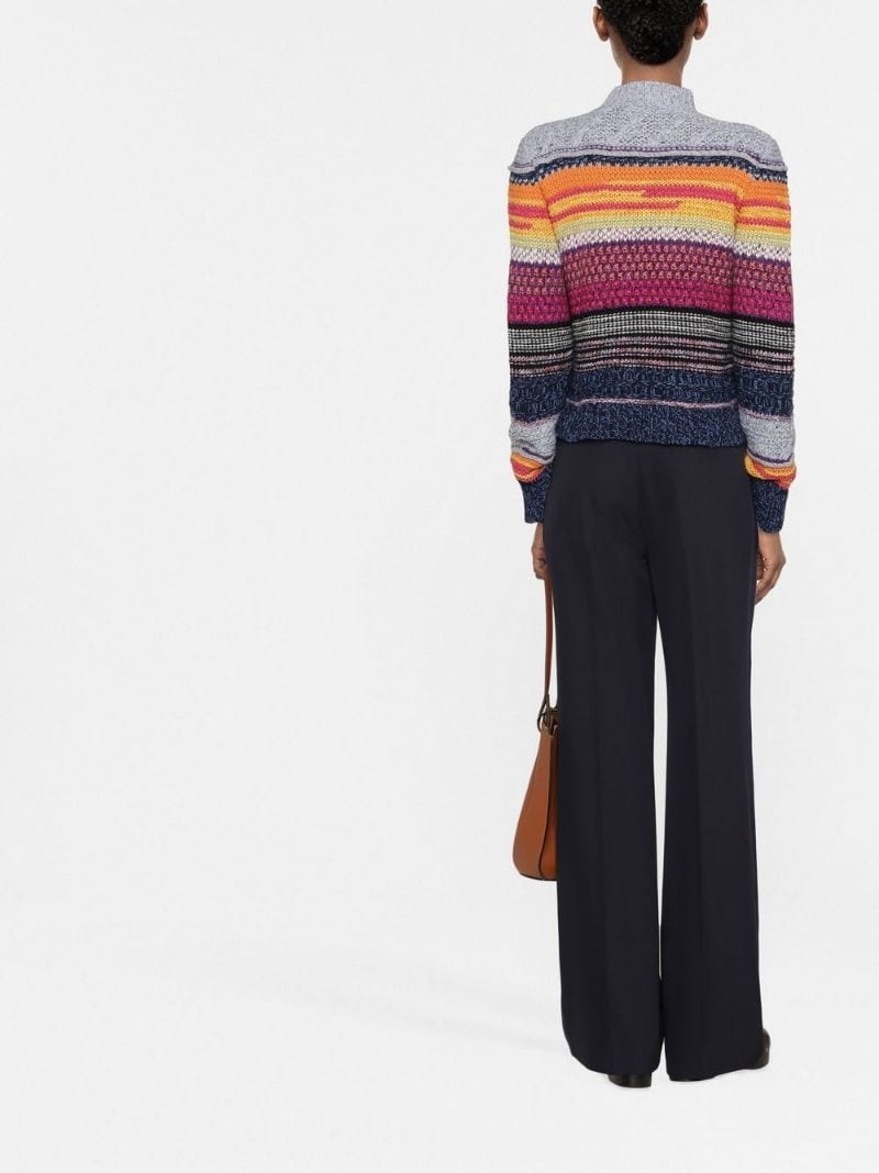 striped mock neck jumper - 5