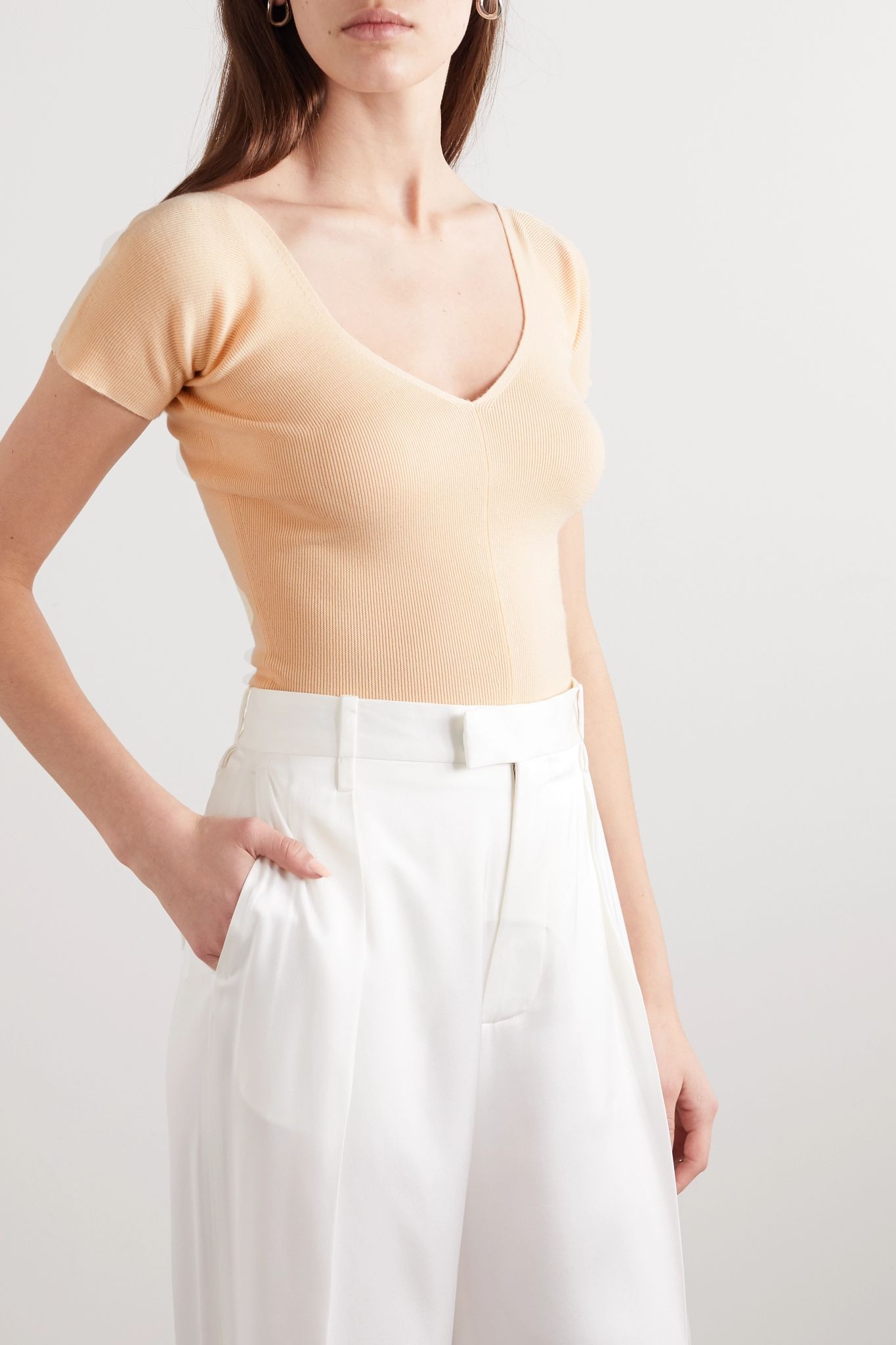 Tain ribbed merino wool and cashmere-blend top - 3