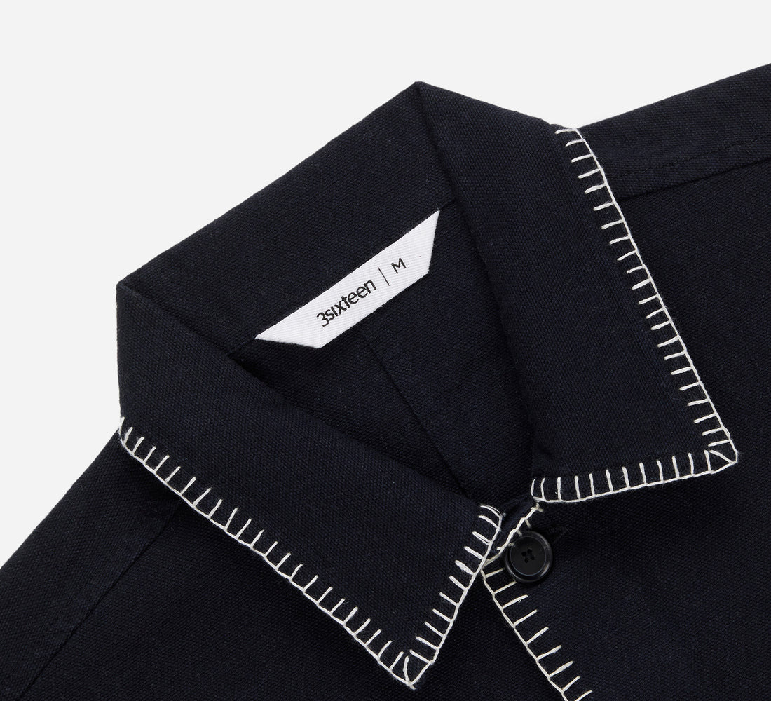Shop Jacket - Blanket Stitch Black Canvas - 3
