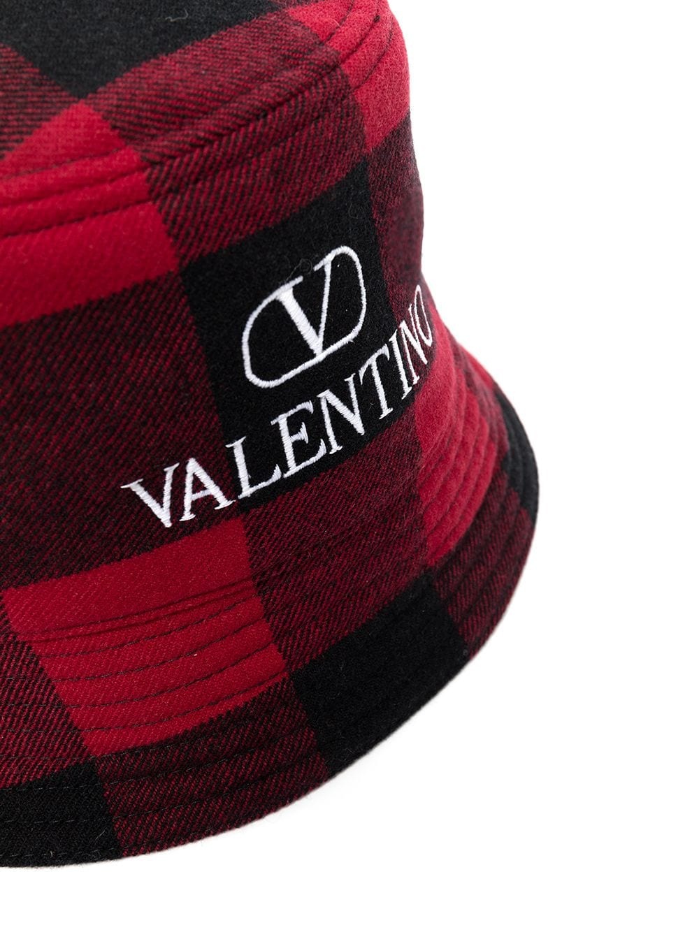 logo-embroidered checked bucket hat - 2