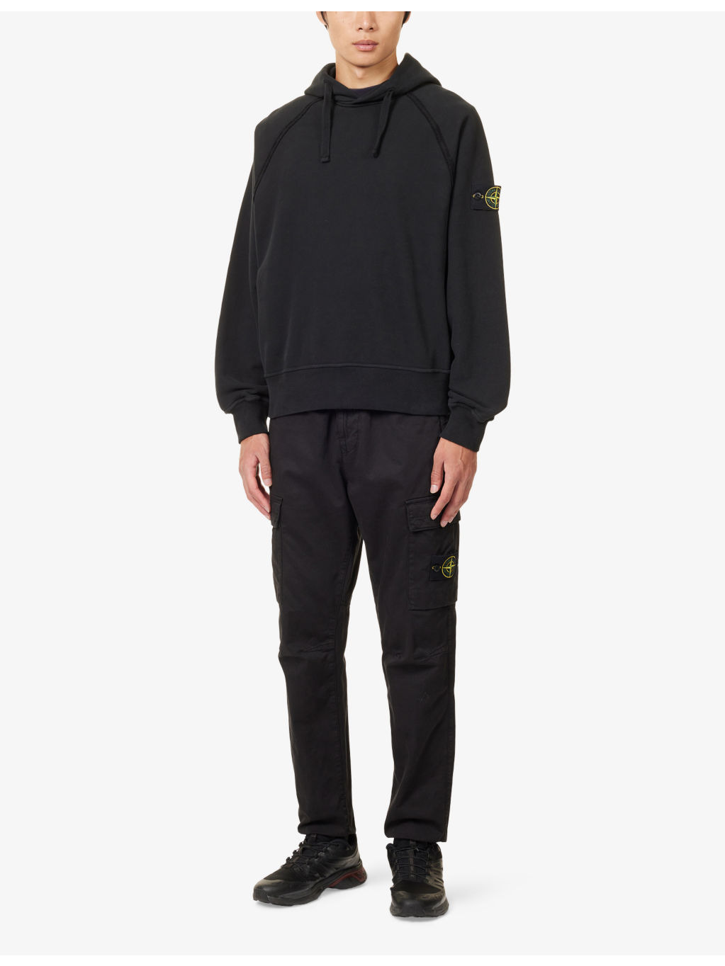 Logo-Patch Brush-Fleece Cotton Hoody - 2