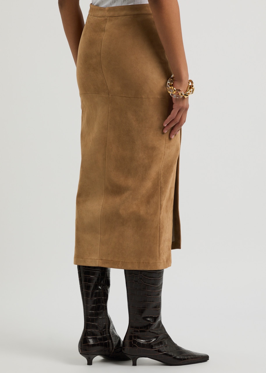 Rabanne Ruched Suede Midi Skirt - 3