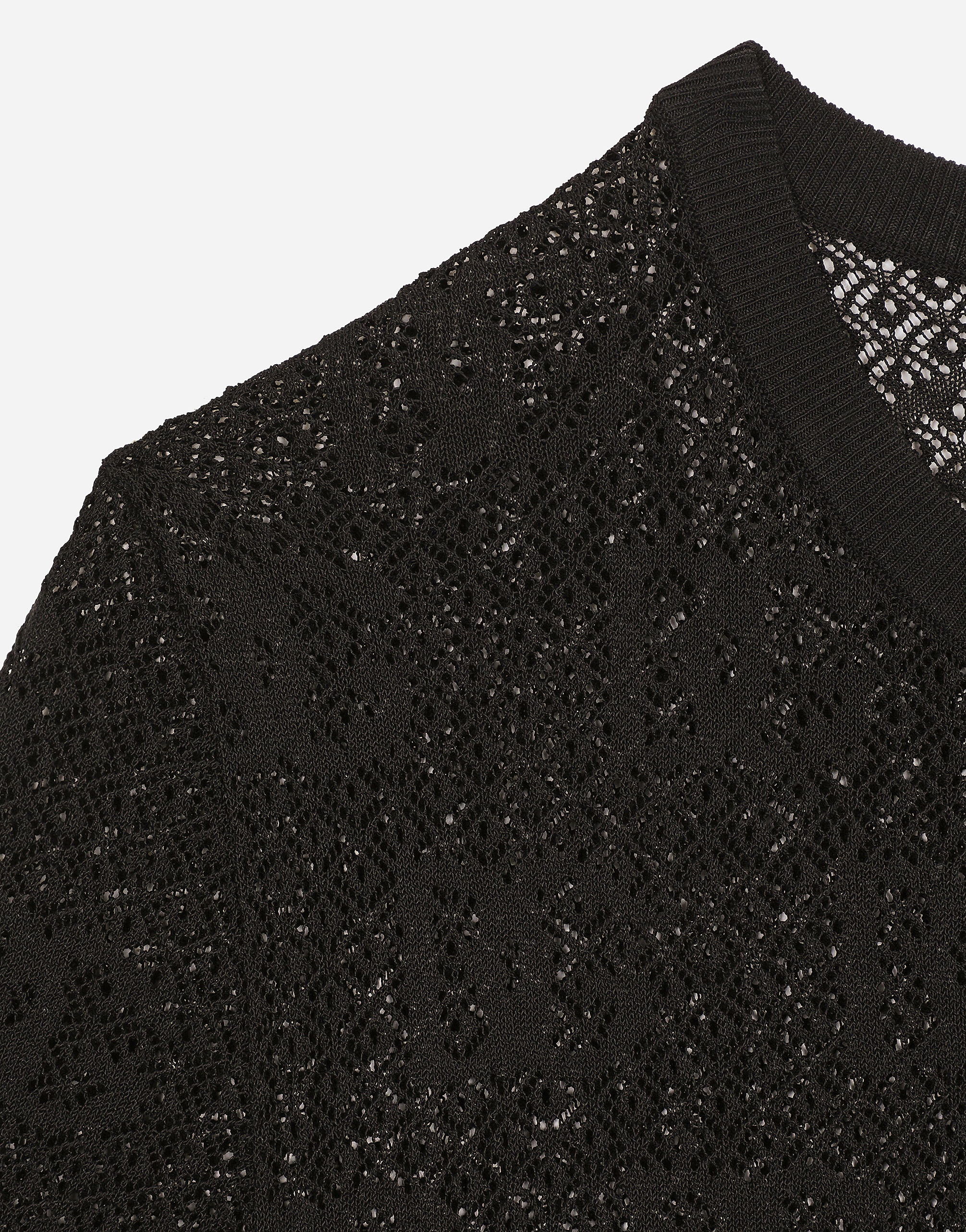 Lace-stitch viscose sweater with jacquard DG logo - 4