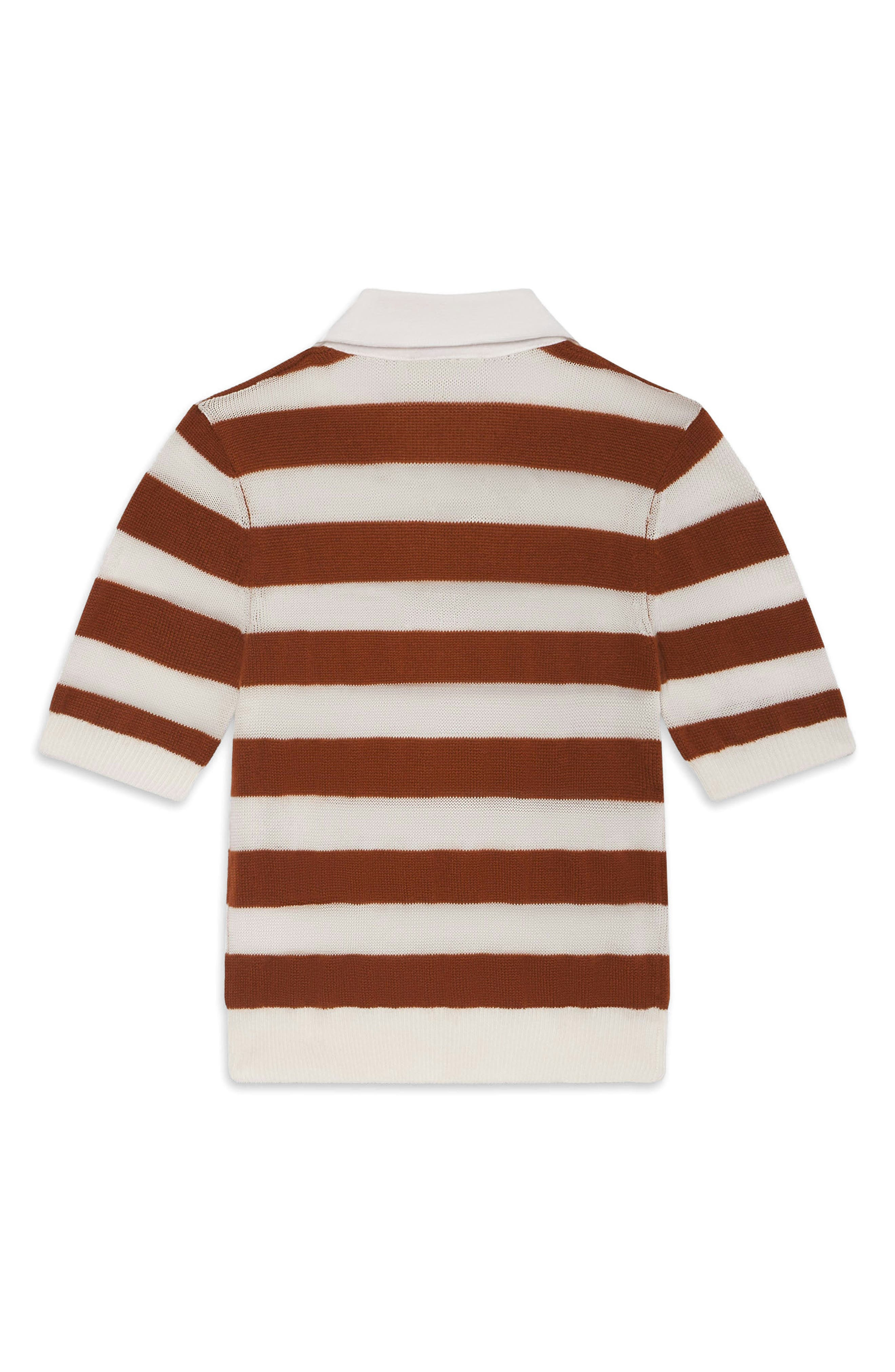FRAME The Bold Stripe Cashmere & Cotton Polo in Chestnut Multi at Nordstrom - 3