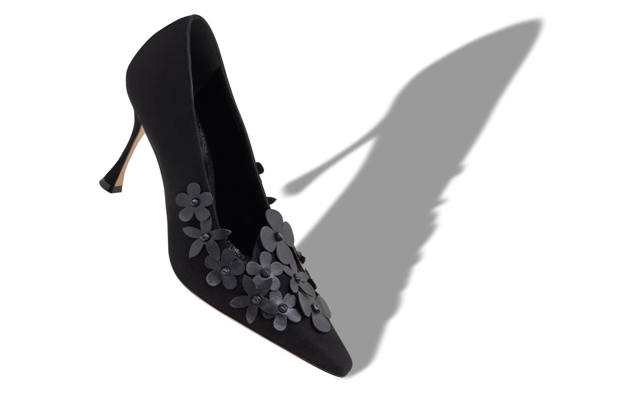 Black Suede Pointed Toe Pumps - 2