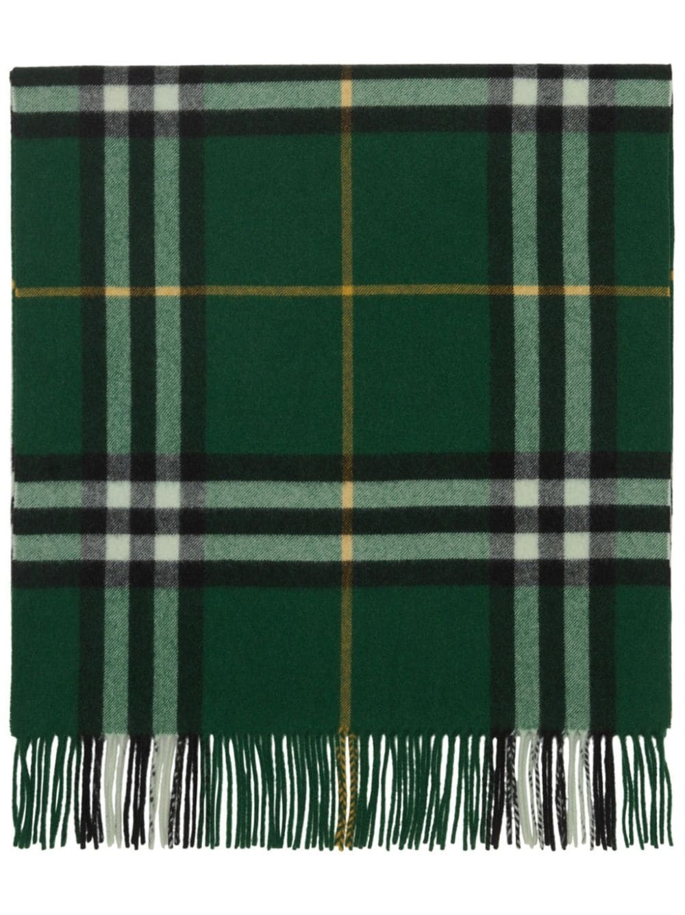 check-print fringed cashmere scarf - 1