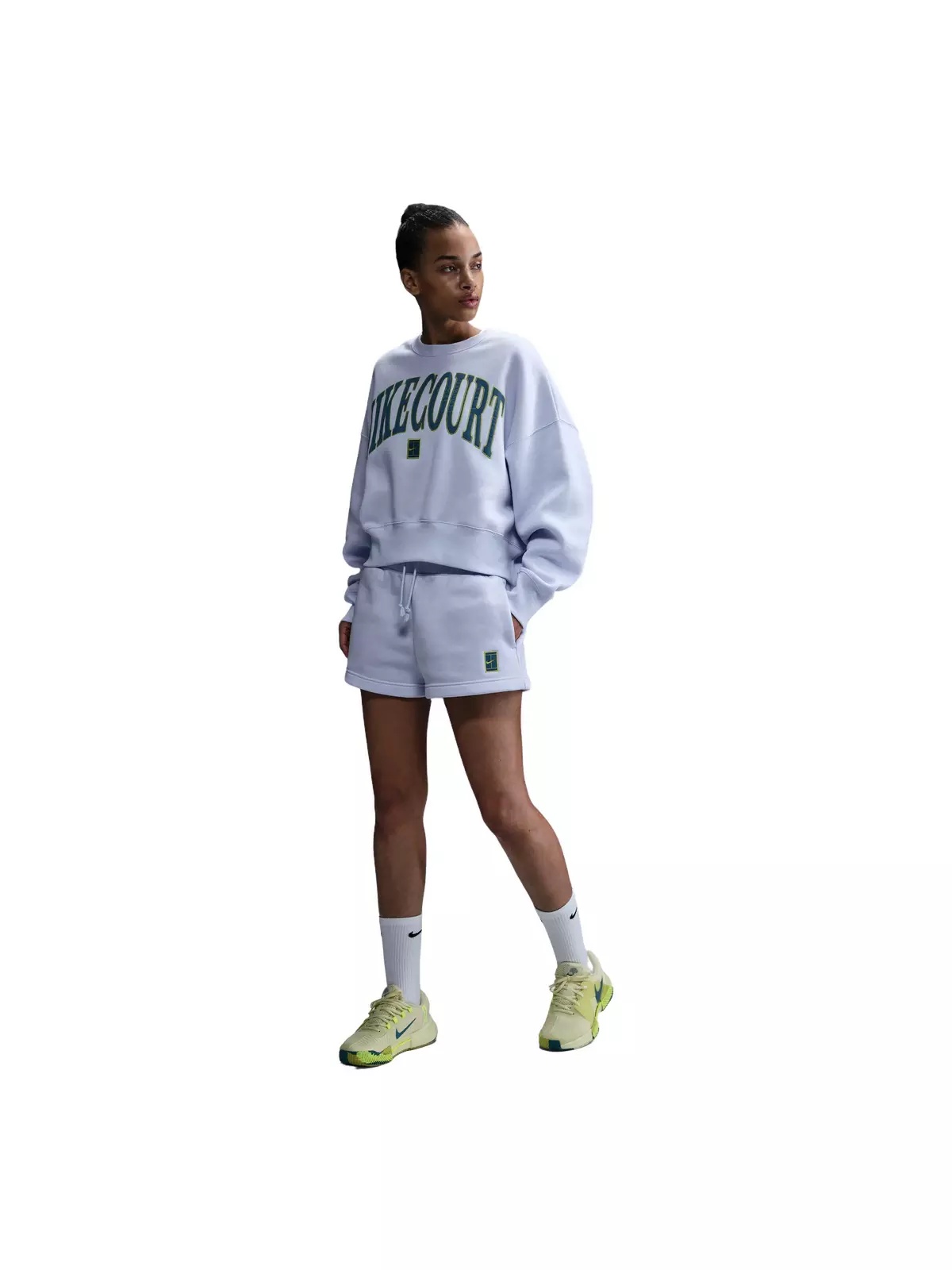 Court Women's Phoenix Fleece High-Waisted Loose Shorts-Grey - 4
