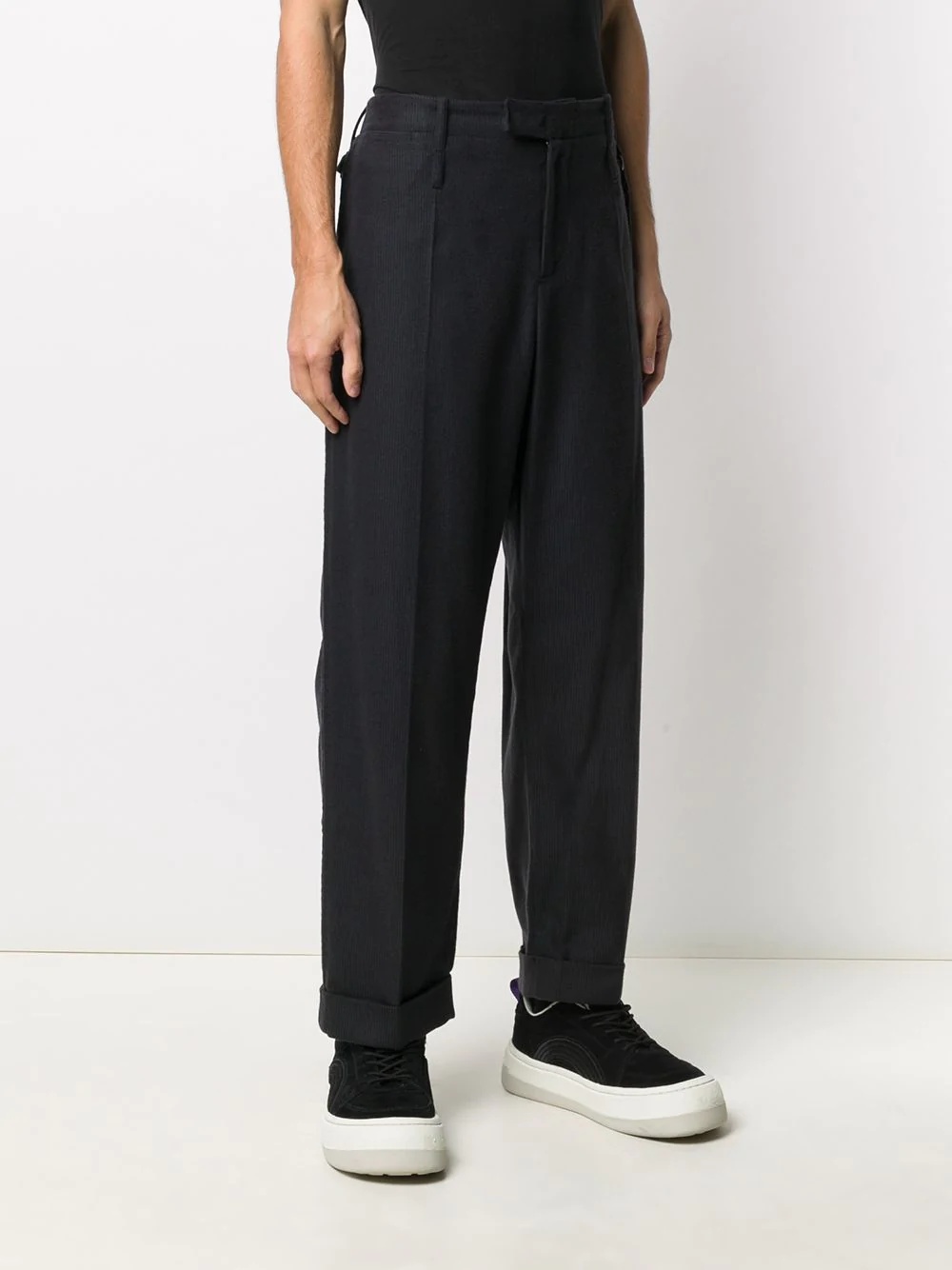 textured straight-leg trousers - 3