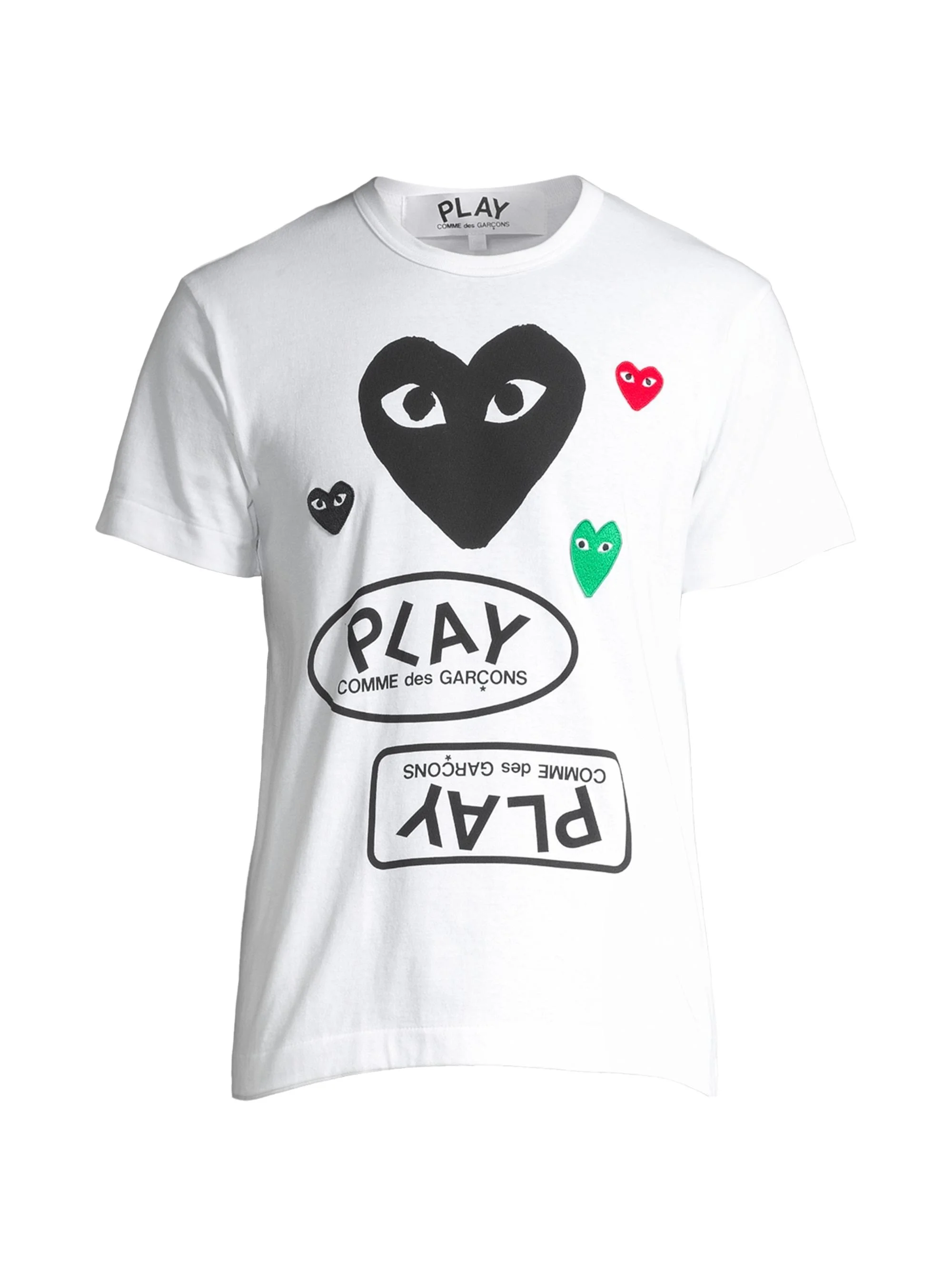 Men Play Multi Heart Graphic T-Shirt - White - 1