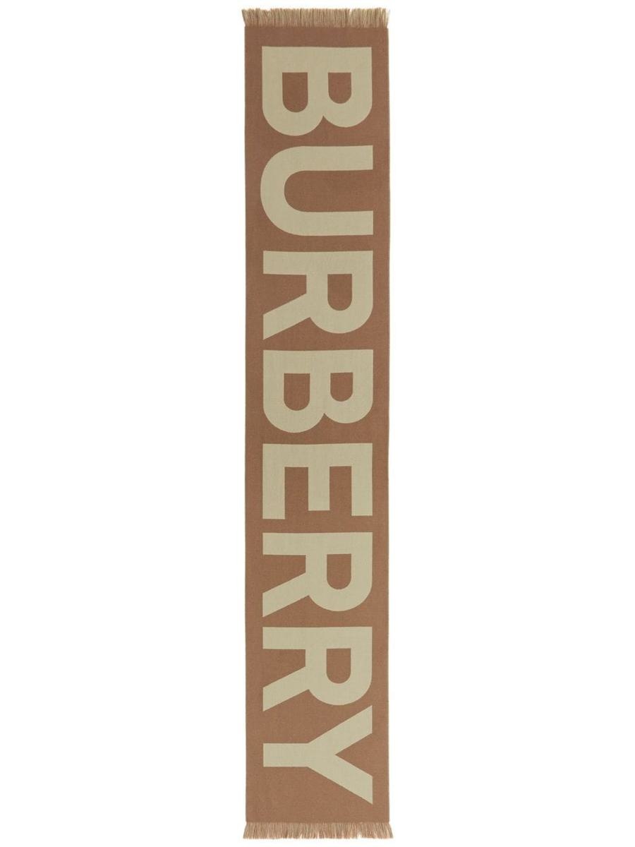 BURBERRY LOGO WOOL SCARF - 1