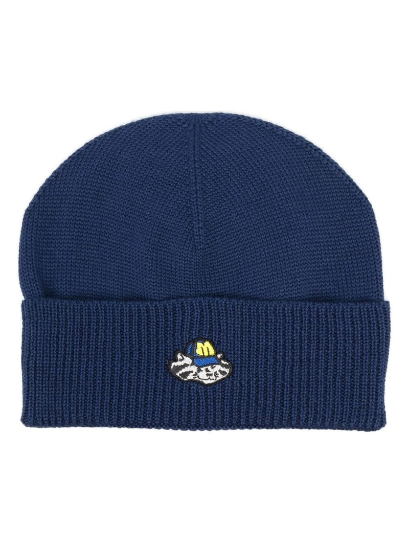 logo-patch knitted beanie 1