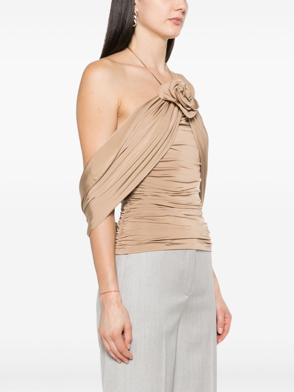 draped floral-appliquÃ© halterneck top - 6