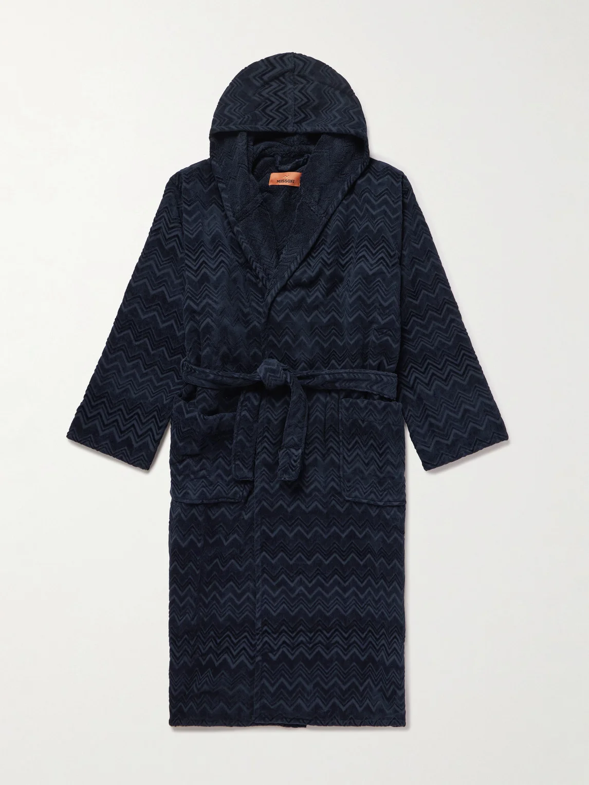 Chalk Striped Cotton-Terry Jacquard Hooded Robe - 1