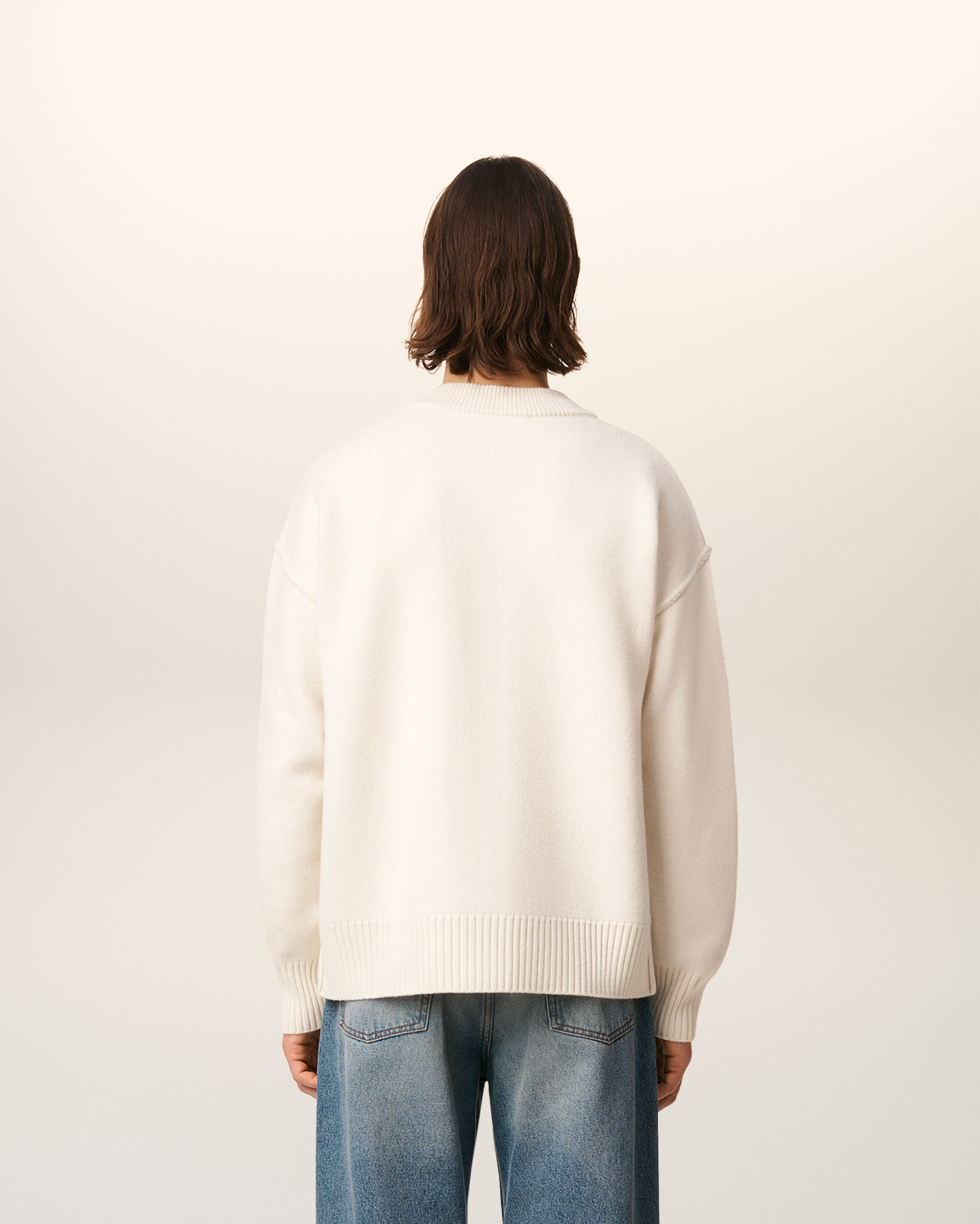 WHITE WOOL AMI DE COEUR CARDIGAN - 5