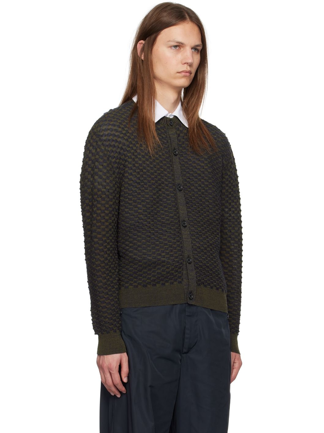 Navy & Green Honeycomb Sweater - 2