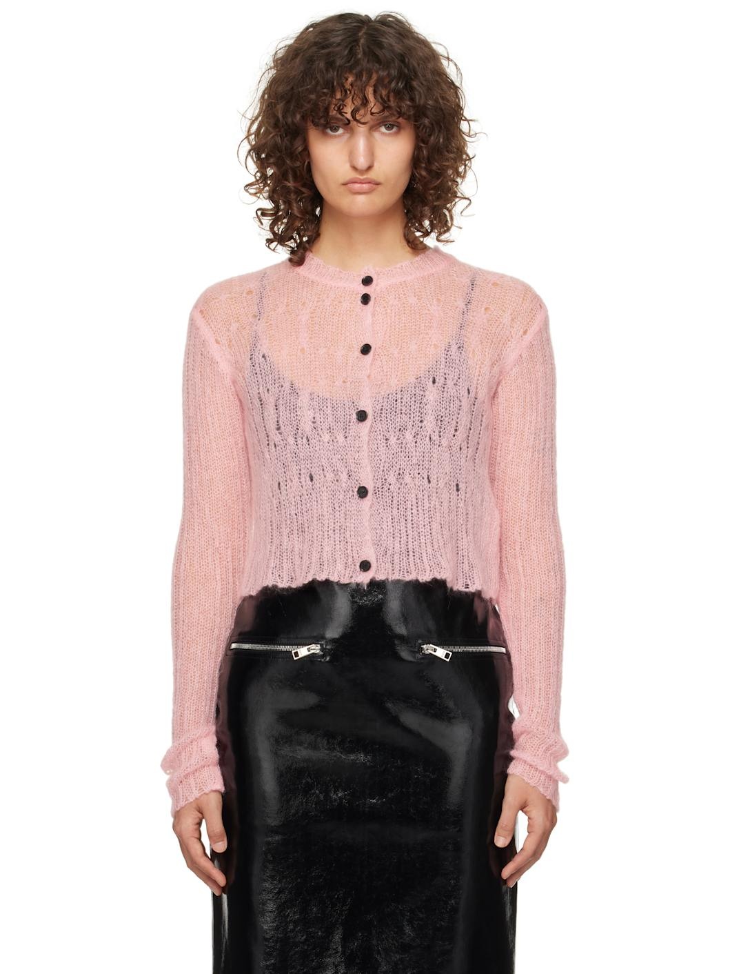Pink Knitted Cardigan - 1