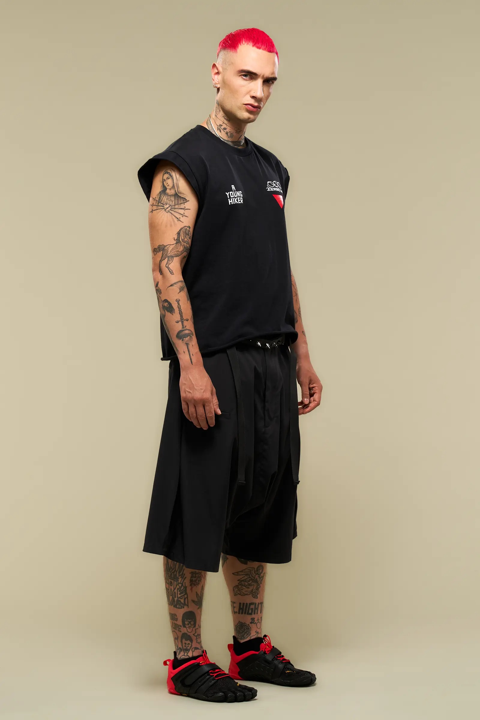 SP62-M Nylon Stretch Web Belt Short Pant Black - 4