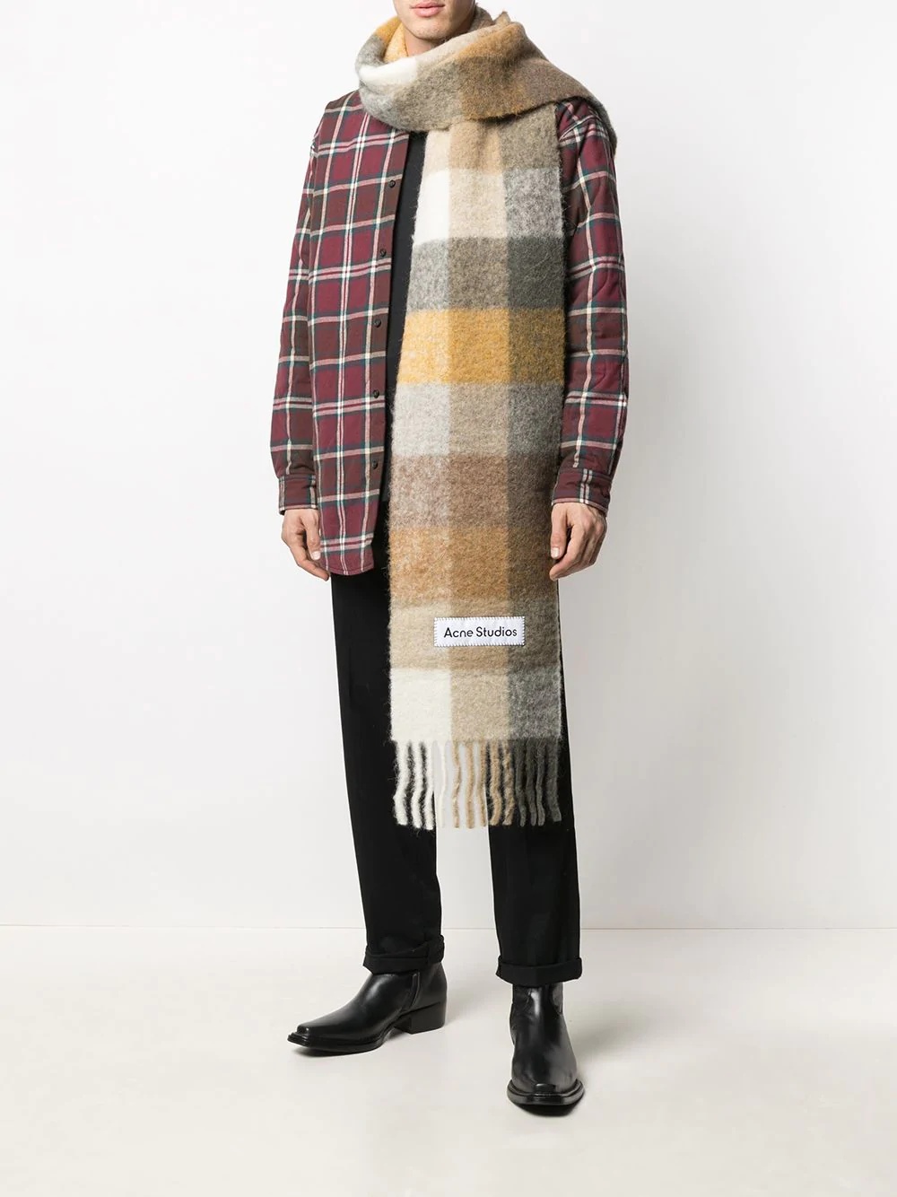 checked knitted scarf - 2