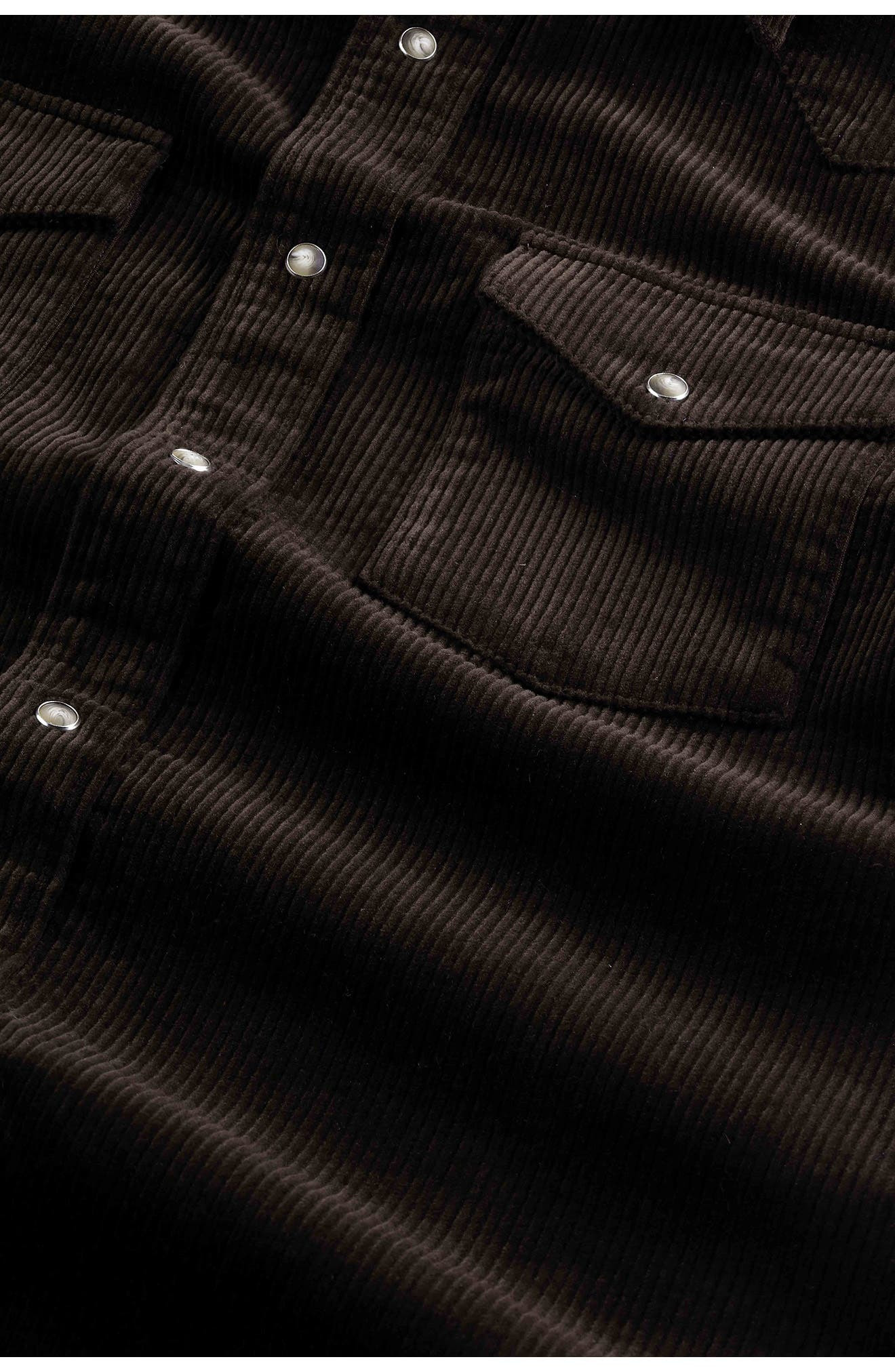NN07 Ricky 50004 Organic Cotton Corduroy Snap-Up Western Overshirt in Demitasse at Nordstrom - 2