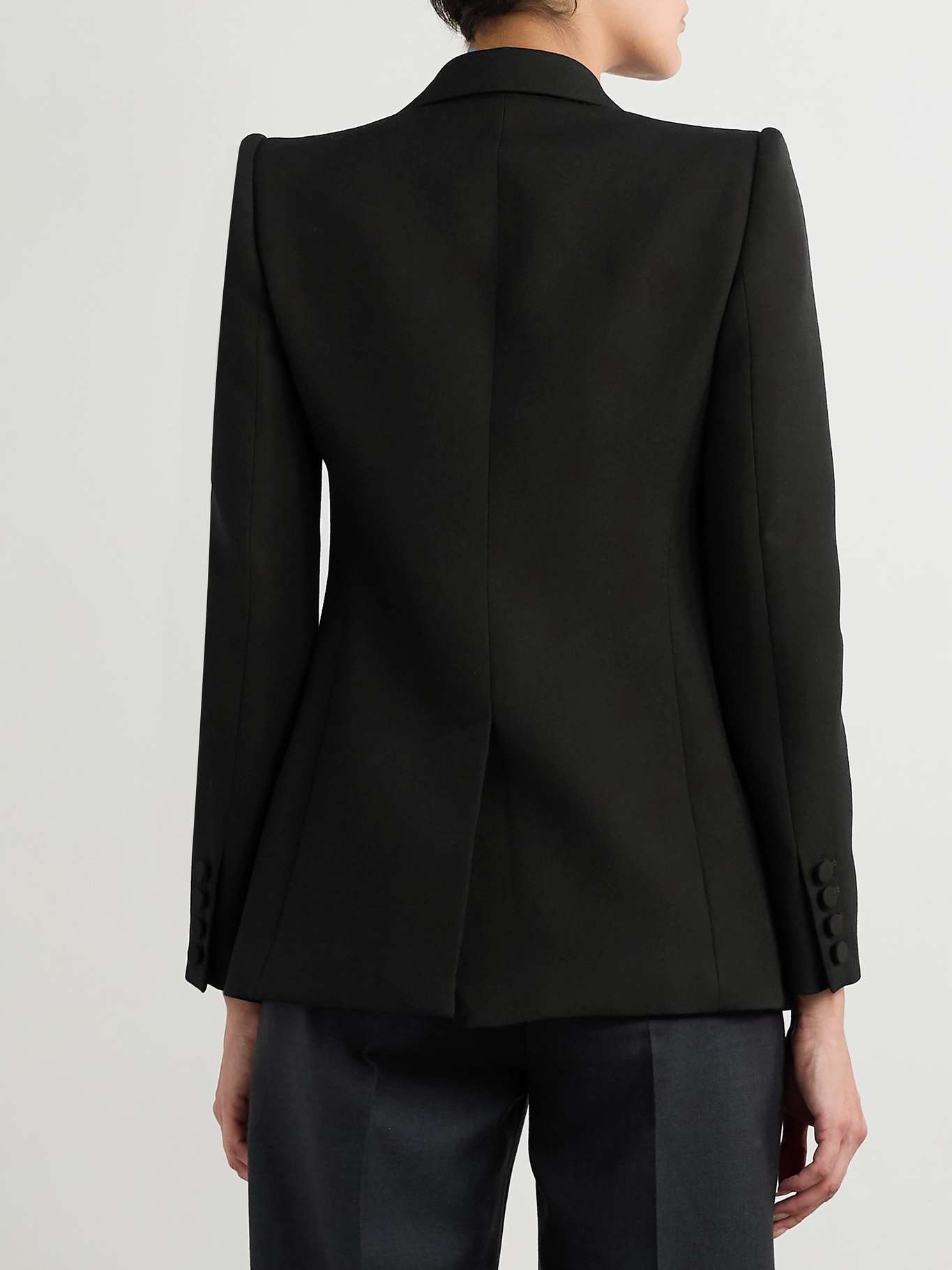 Double-breasted grain de poudre wool blazer Black - 3