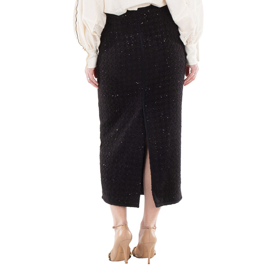 Rotate Ladies Black Boucle Maxi Skirt - 3
