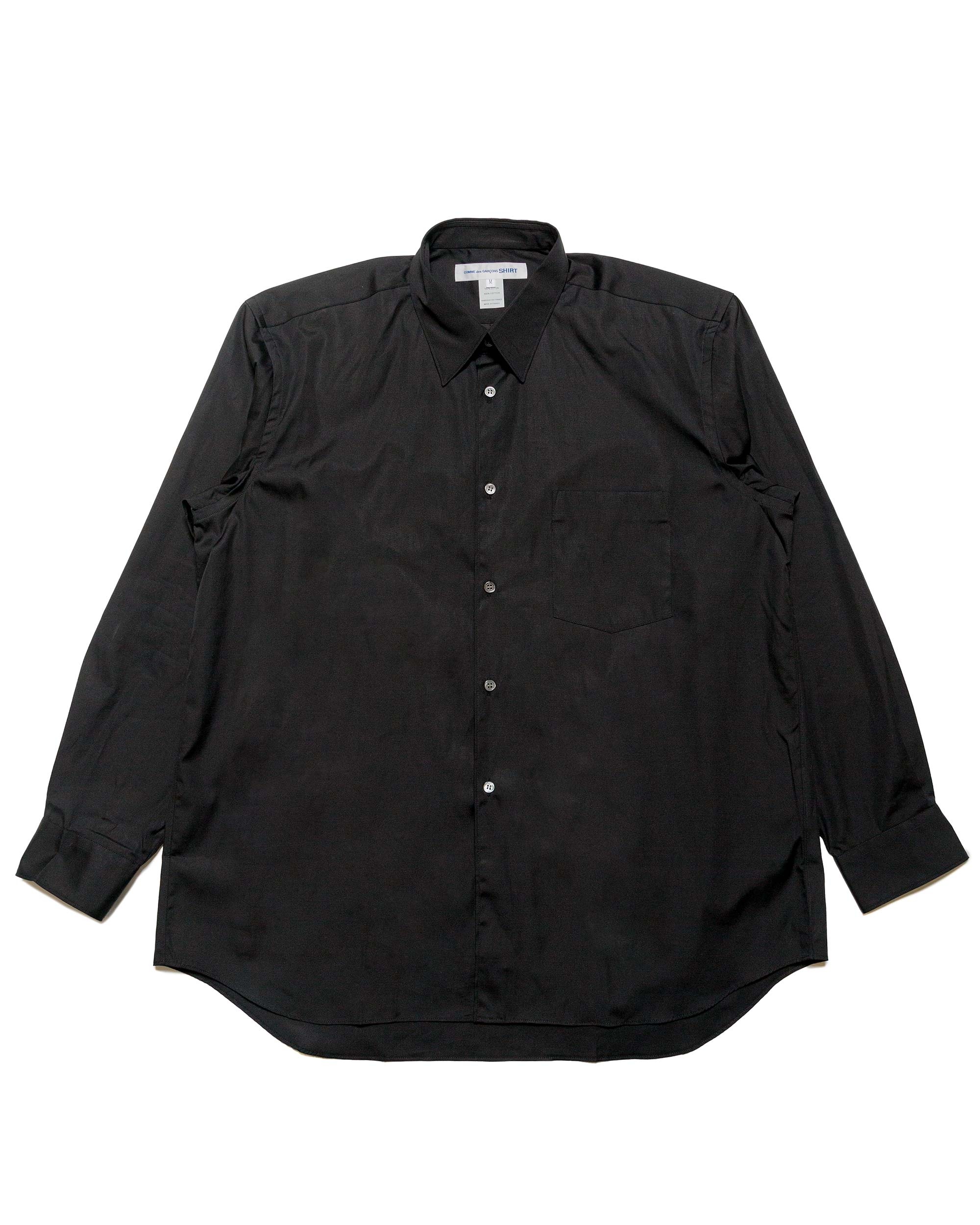 Wide Classic Big Collar Shirt Black - 1
