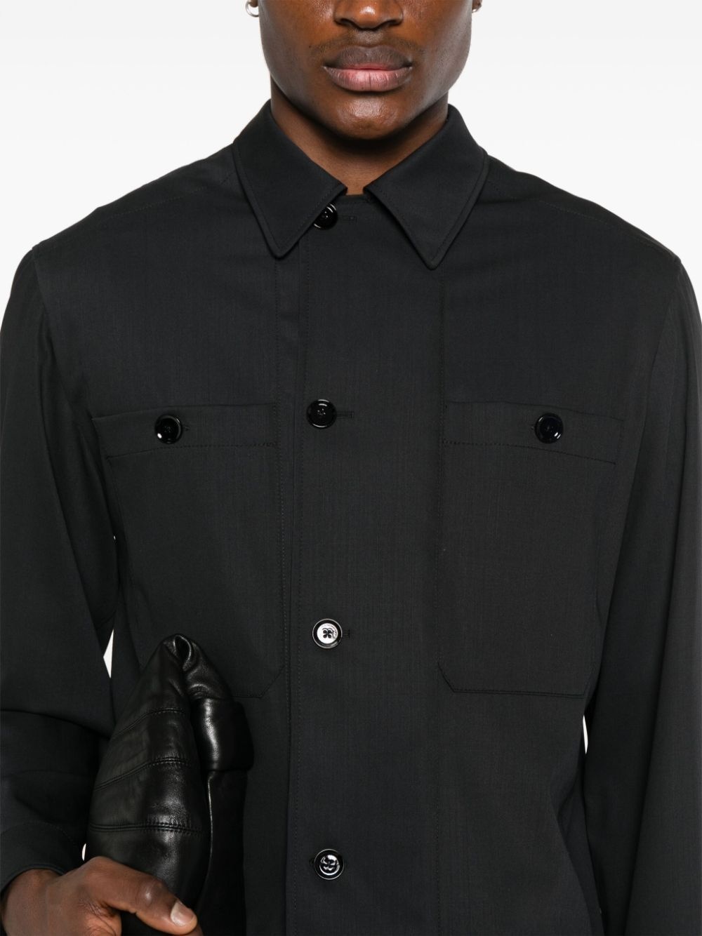 military-inspired virgin-wool overshirt - 5