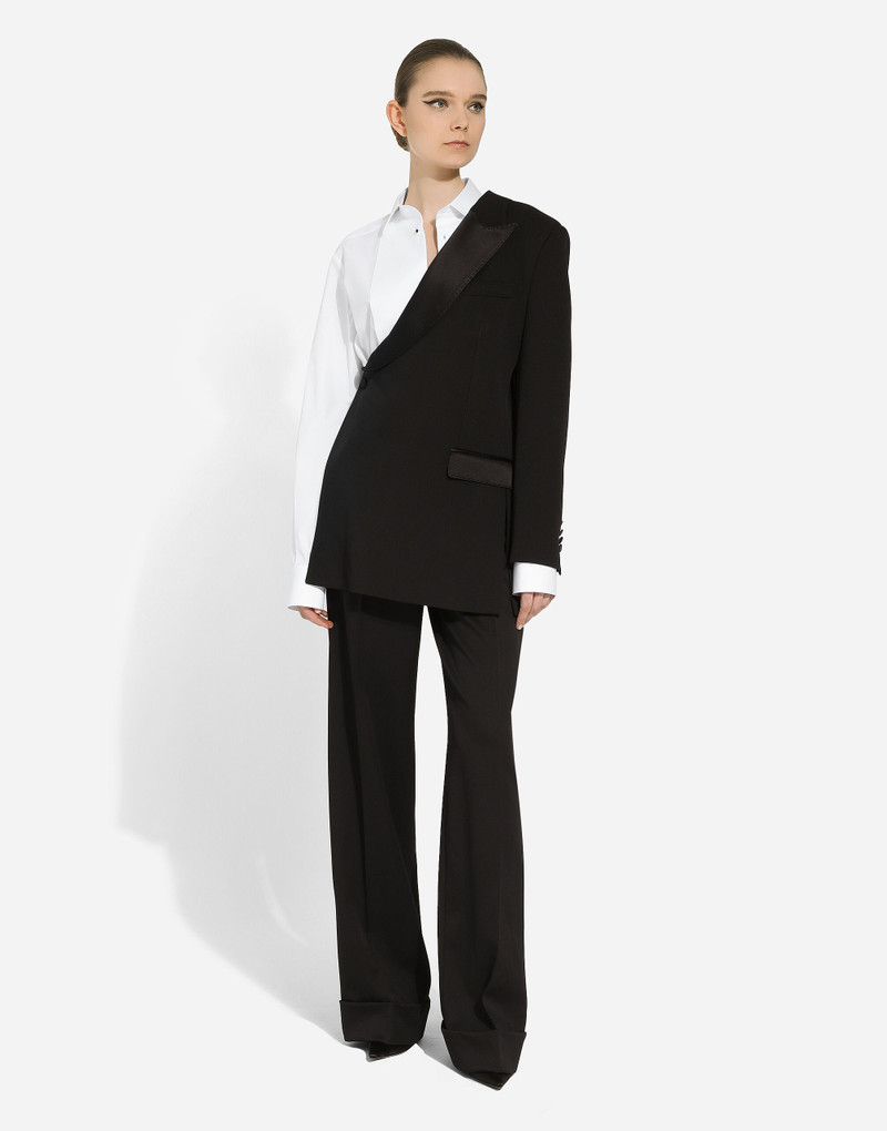One-shoulder wool gabardine jacket 8