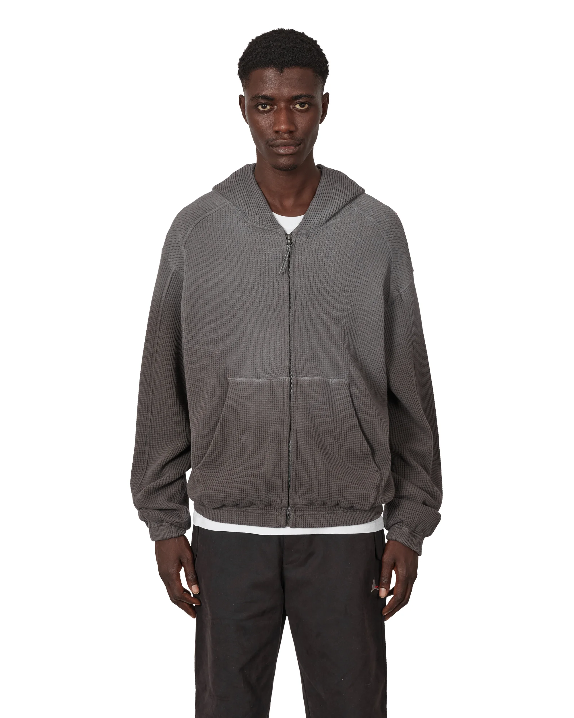 Bee Sun Faded Organic Waffle Zip Up Hoodie - 1