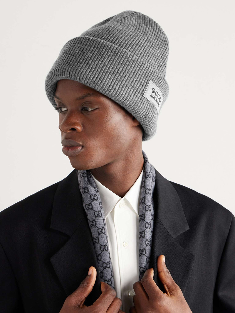 GUCCI Logo-Appliquéd Ribbed Wool Beanie outlook