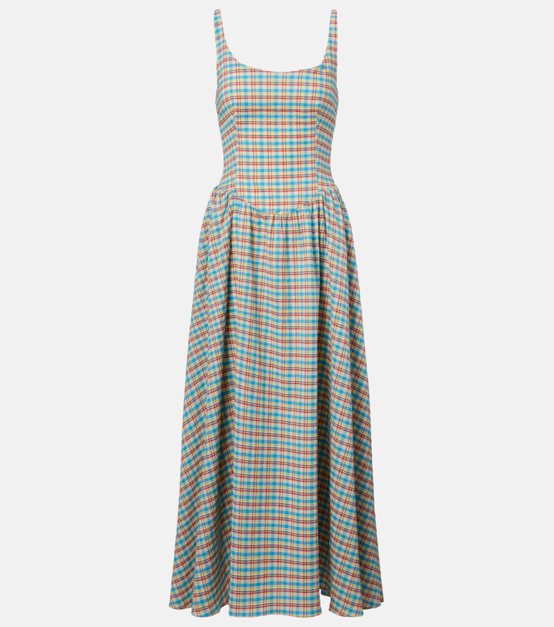 Chiara checked cotton-blend midi dress 1