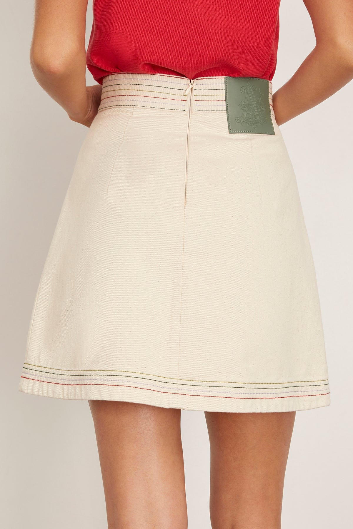 Norma Denim Mini Skirt in Cream - 4