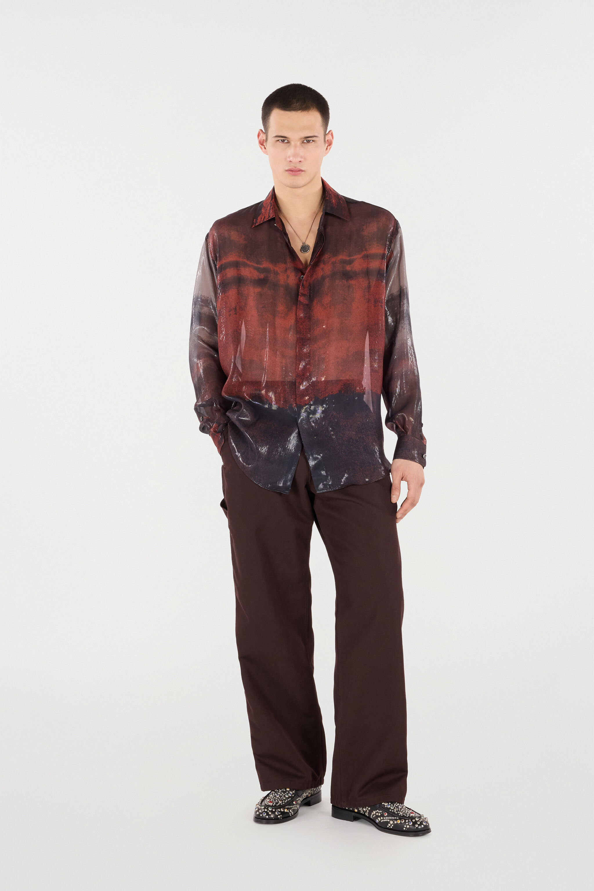 Mottled Effect Silk-Blend Shirt - 2