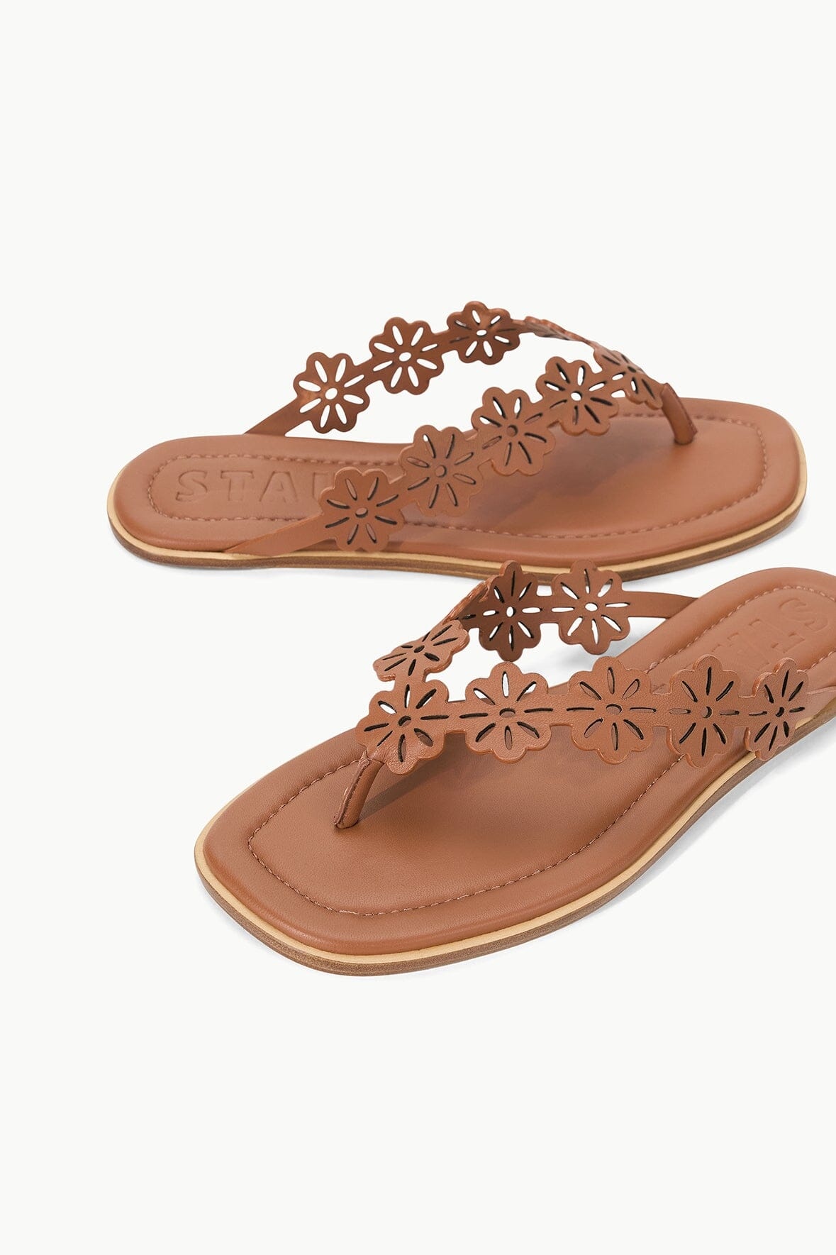 STAUD DANTE FLORAL THONG SLIDE TAN - 3