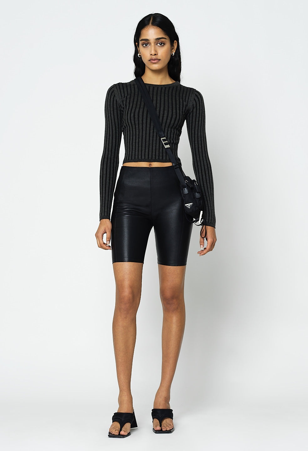 REVEAL SILK CASHMERE RIB CROPPED CREW - 2