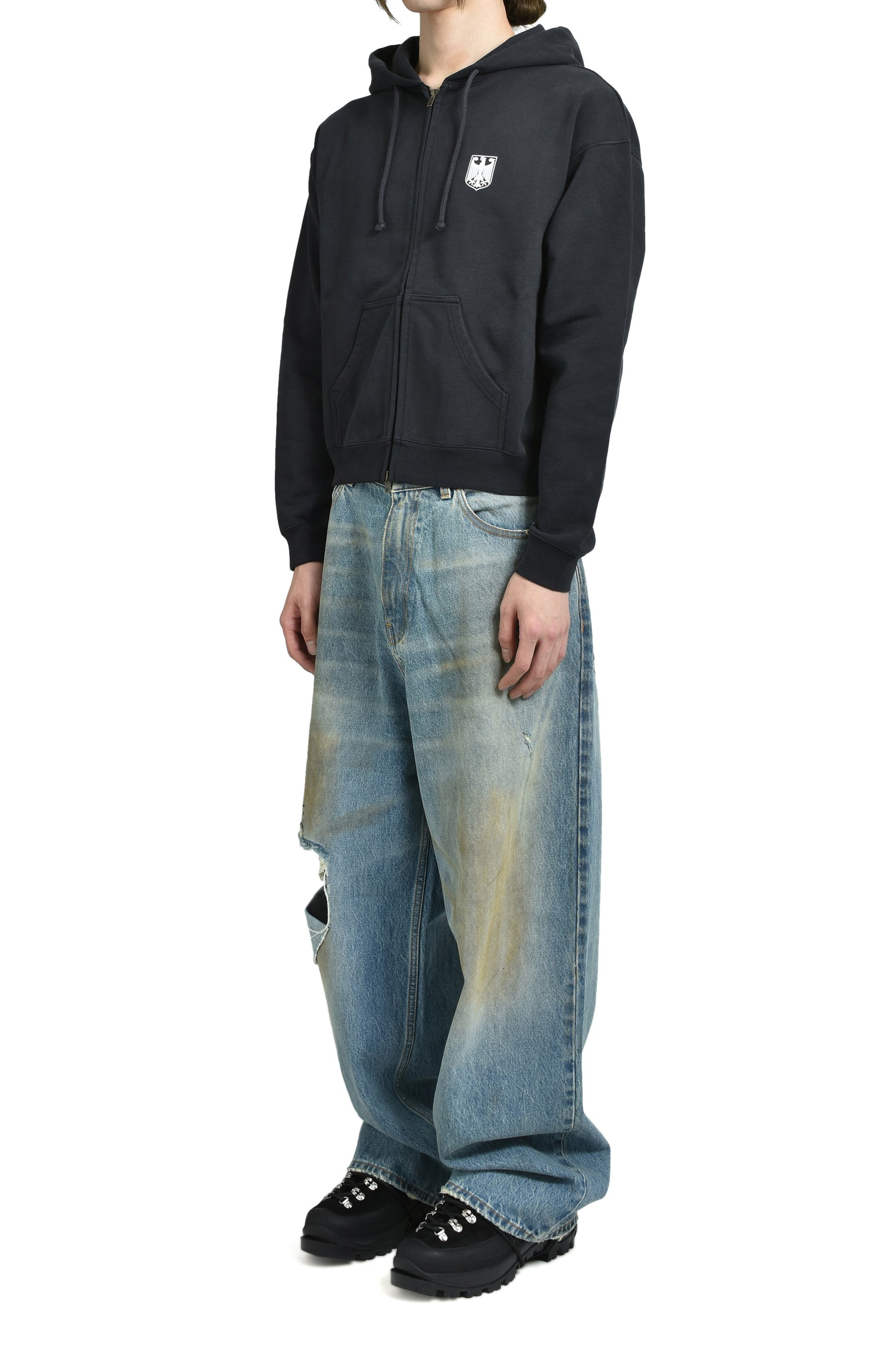POLIZEI FITTED ZIP-UP HOODIE / BLK - 5
