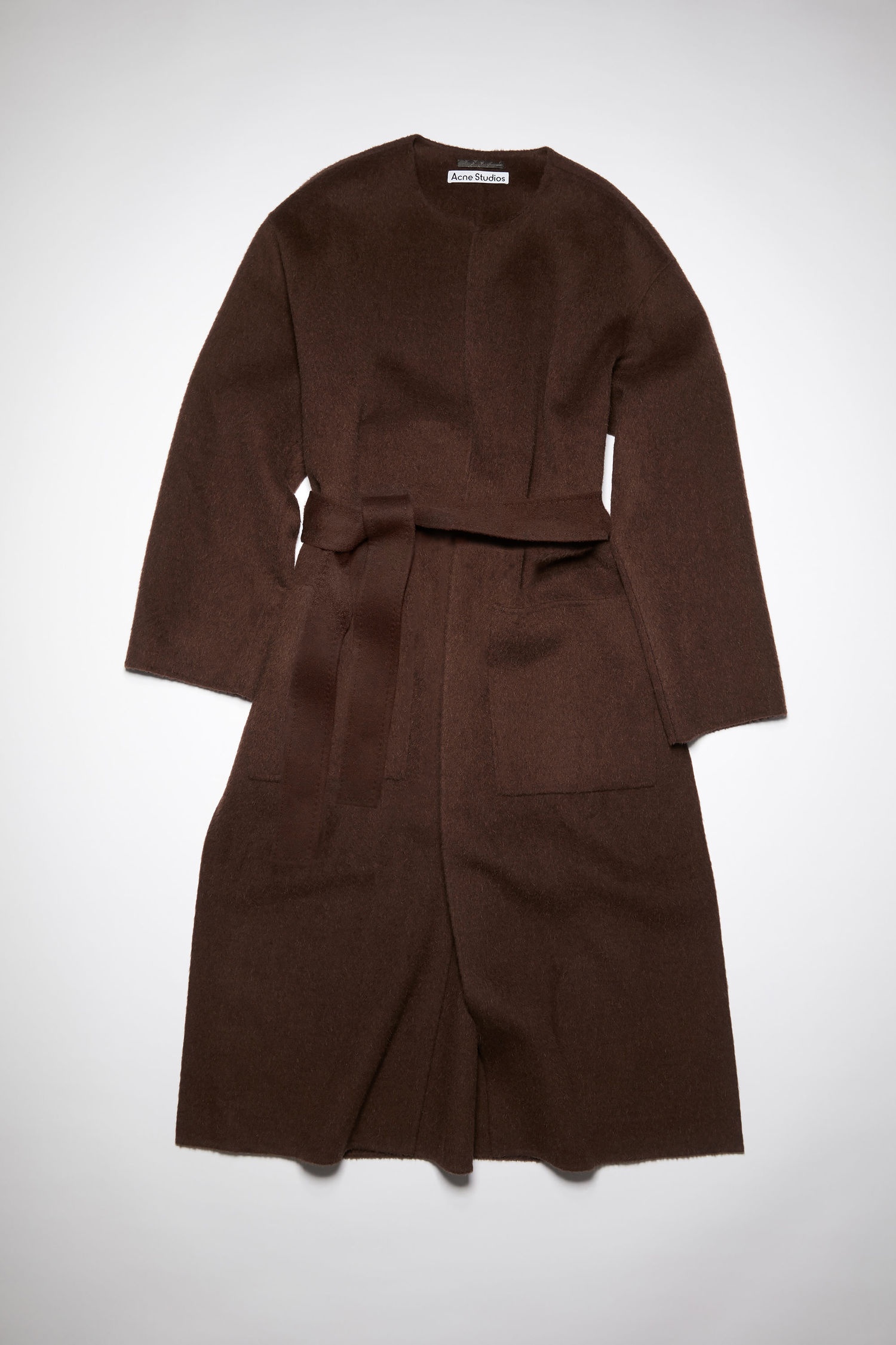 Collarless coat - Mahogany brown - 5