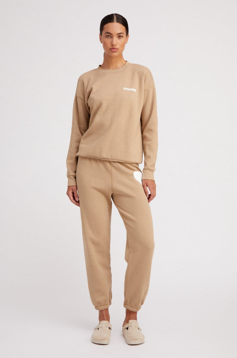 KHAKI HEART SWEATPANTS 1
