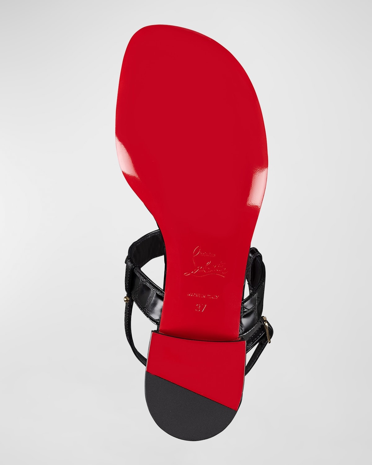 Leather Chain Red Sole Slingback Sandals - 7