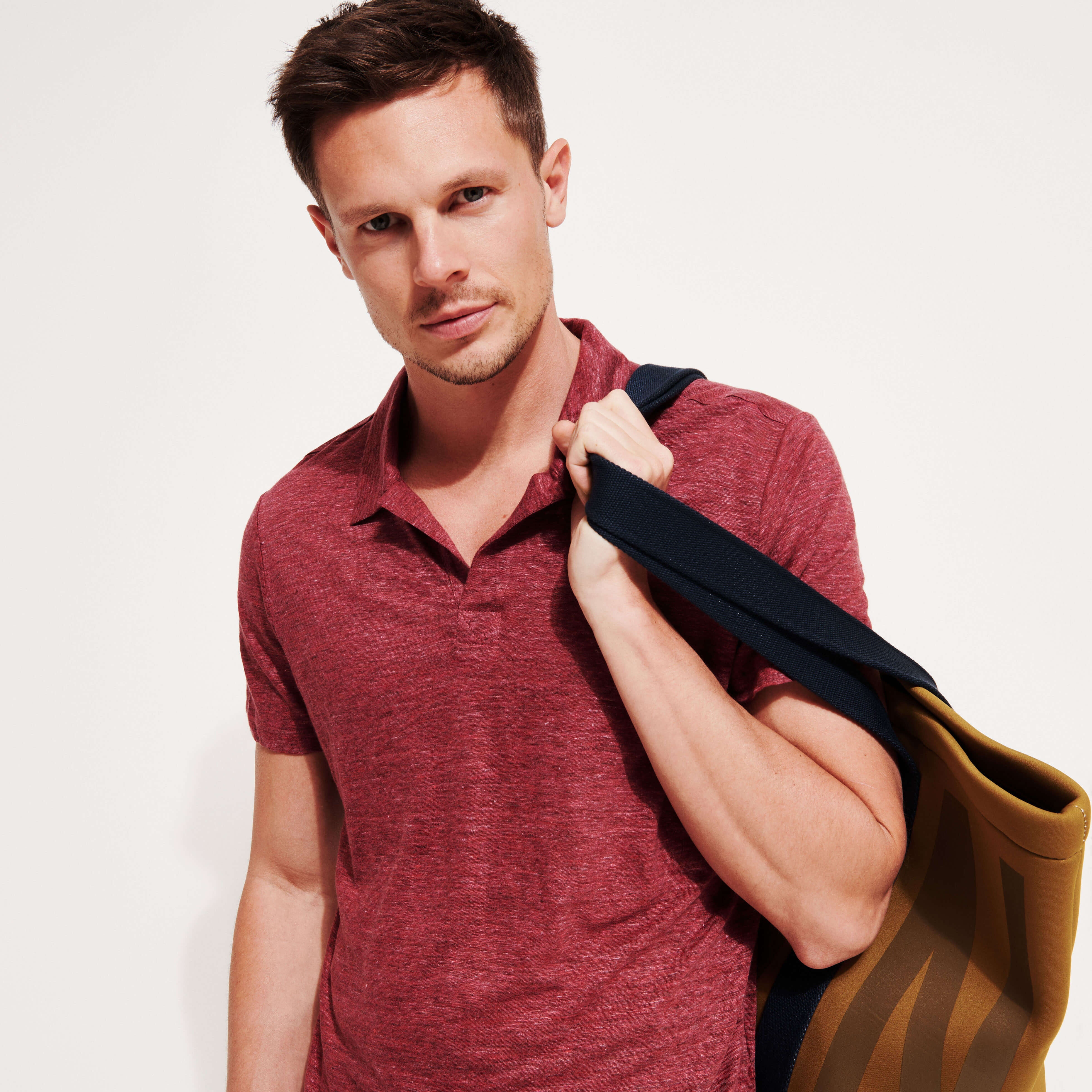 Men Linen Jersey Polo Shirt Solid - 7