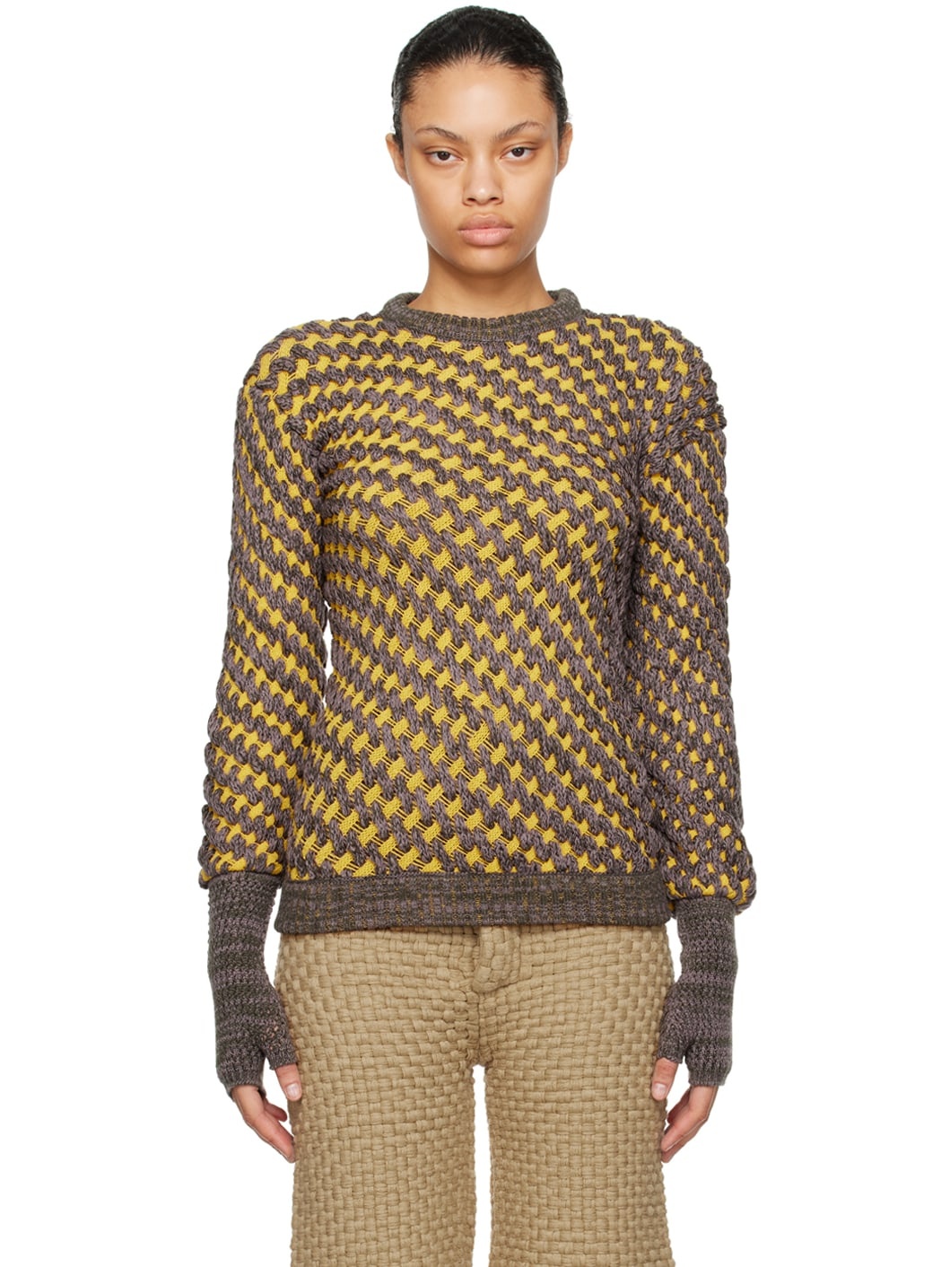 SSENSE Exclusive Yellow & Taupe Cereal Sweater - 1