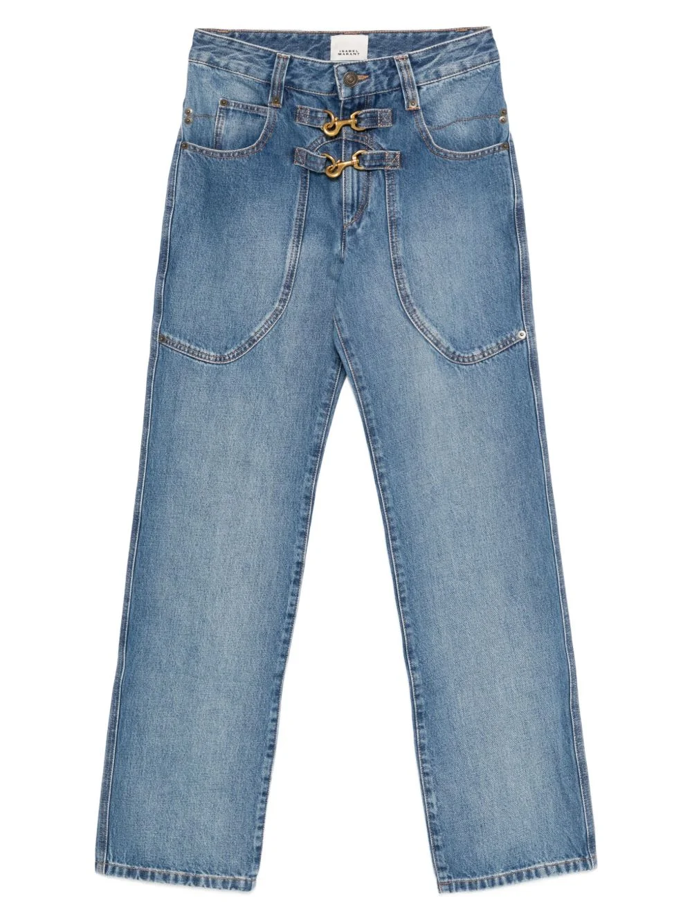 buckled patch-pocket jeans - 1