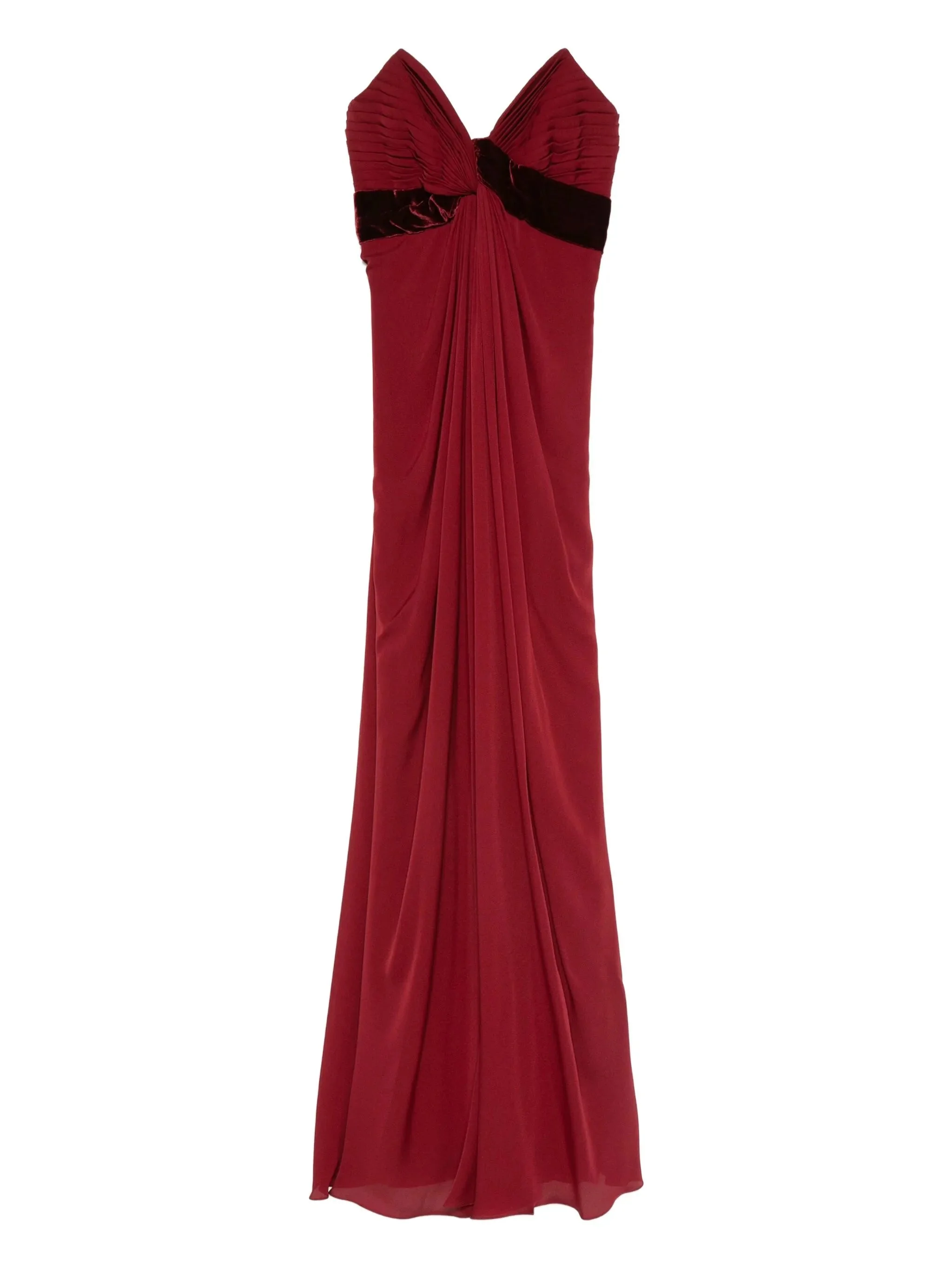 Elie Saab Pleated Velvet-trimmed Dress - 1