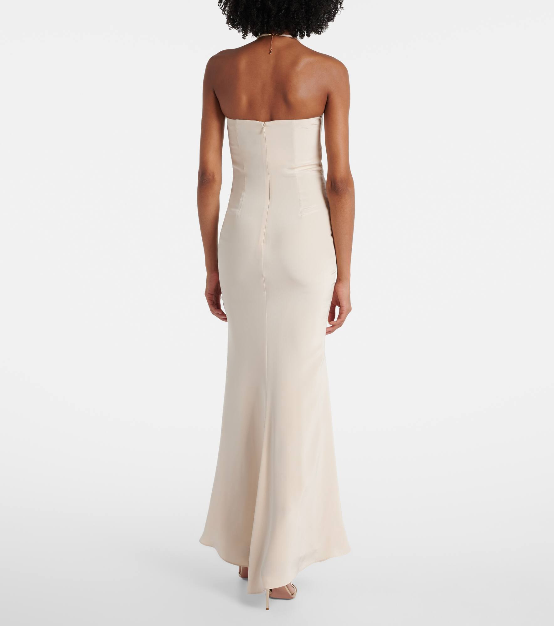 Embellished halterneck silk gown - 3