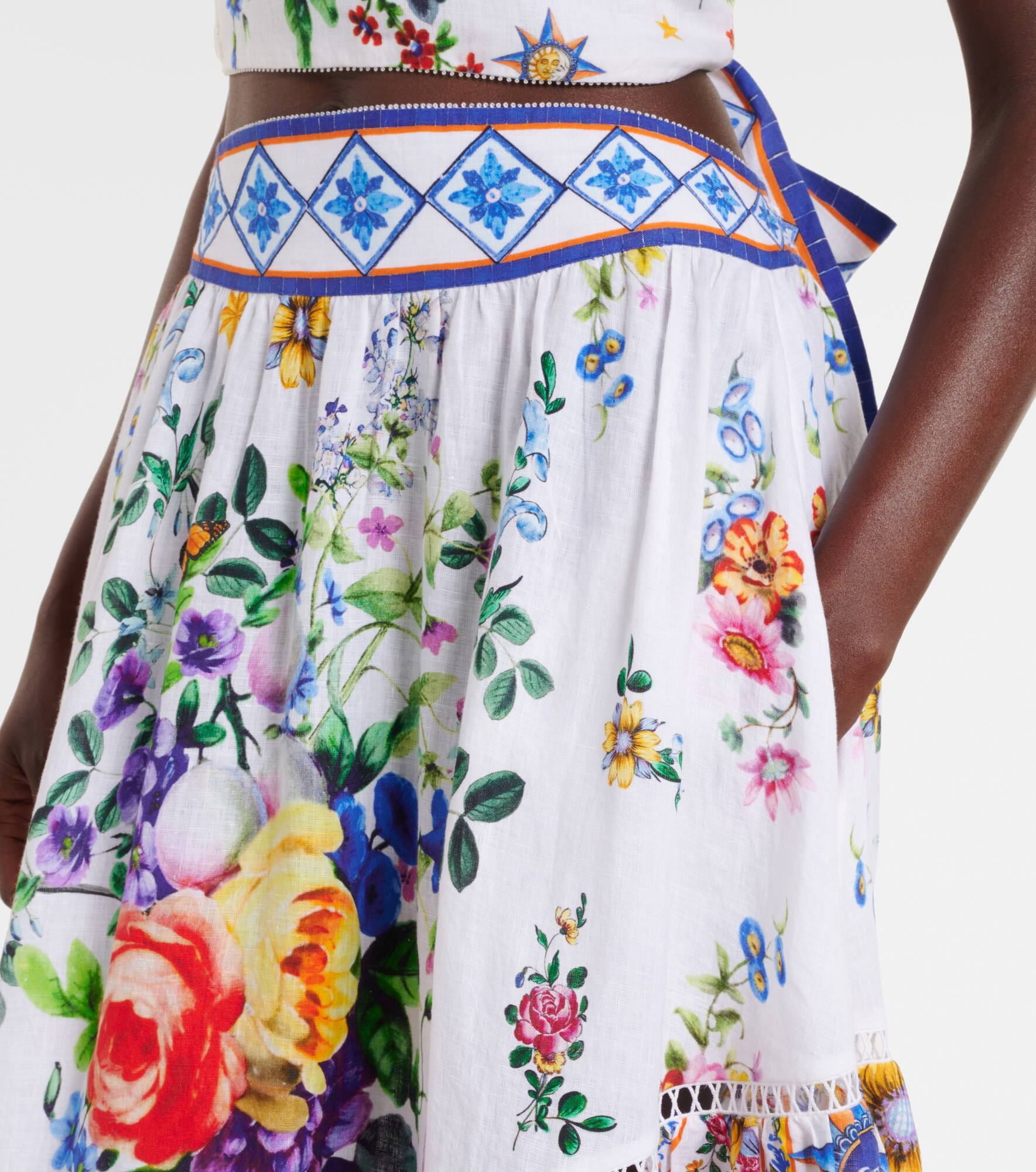 Printed linen maxi skirt - 4