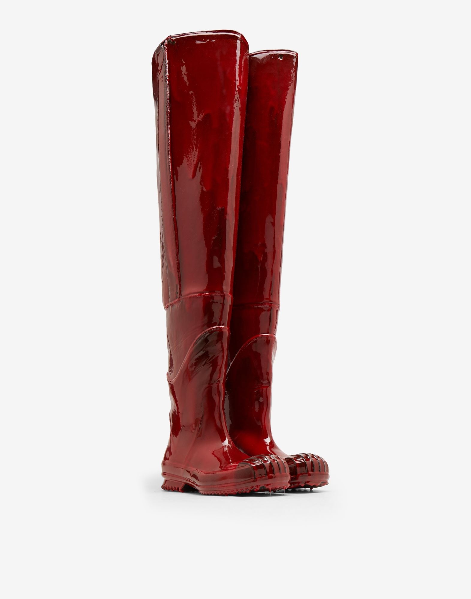 Rubber leather thigh-high boots - 2
