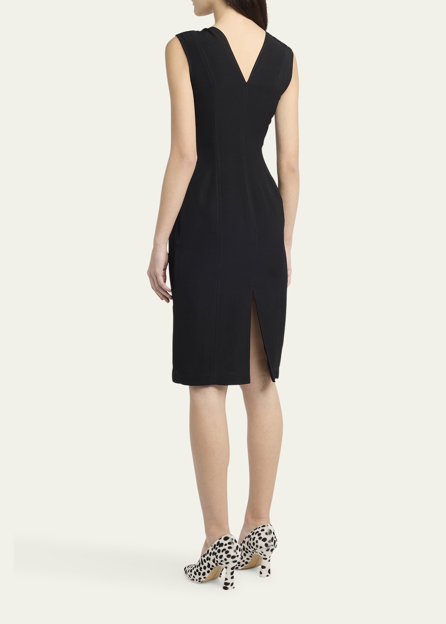 Buckle Sleeveless Grainy Viscose Linen Dress - 3