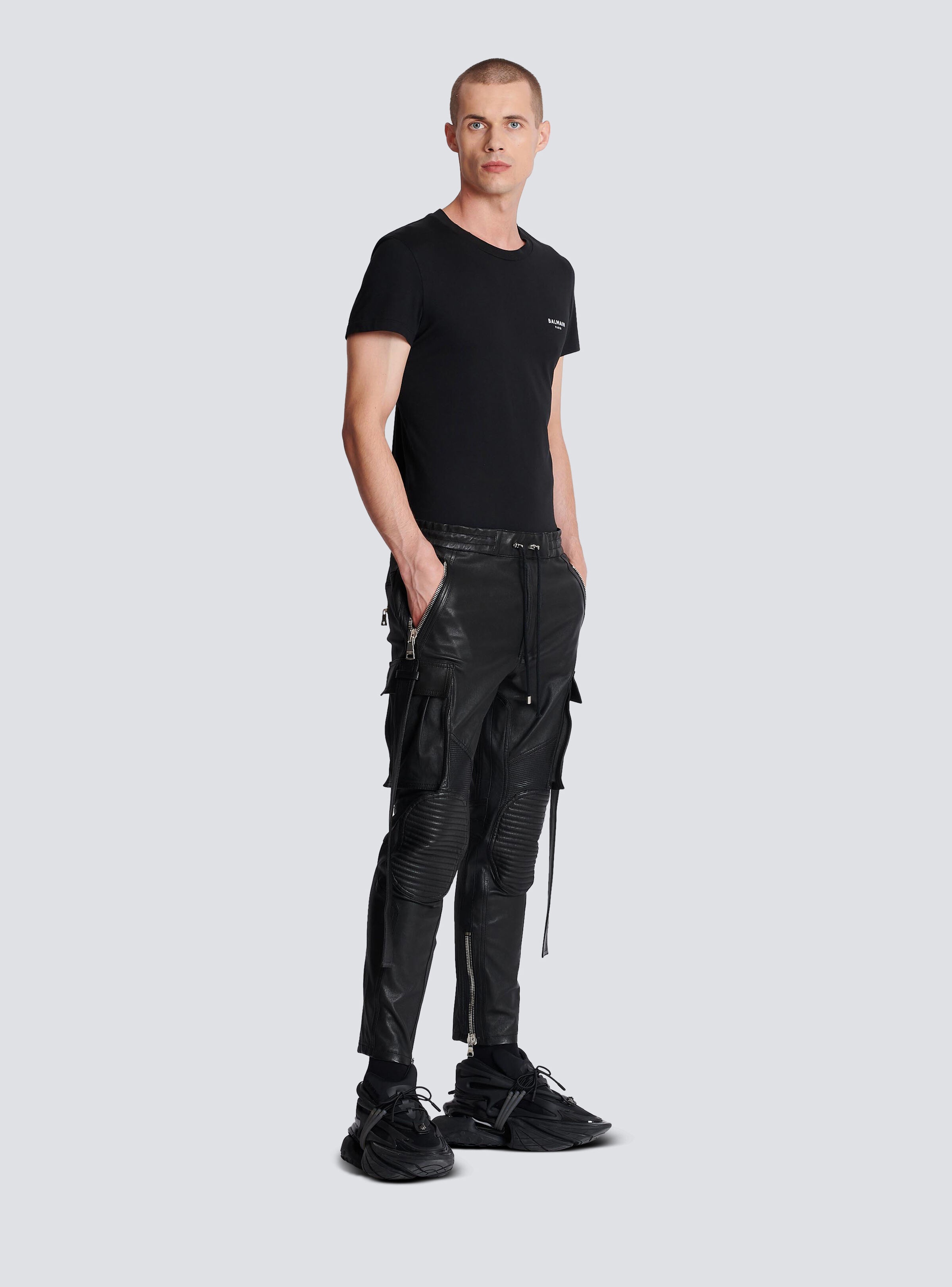 Leather trousers with strap - 3