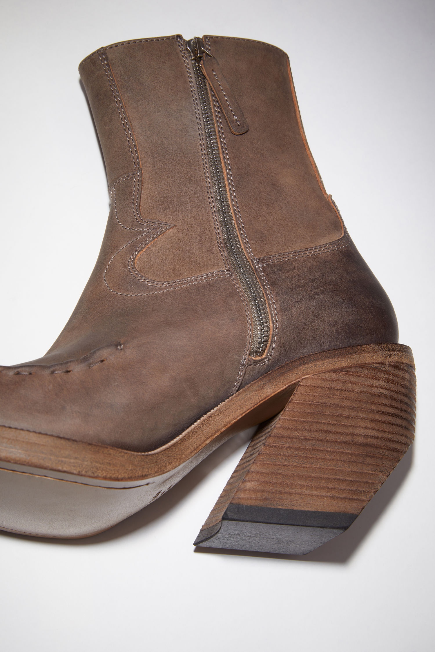 Leather ankle boots - Taupe grey - 5