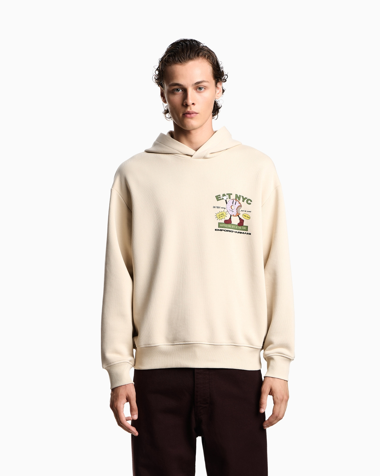 NEW YORK CAPSULE COLLECTION EAT NYC PRINT JERSEY HOODED SWEATSHIRT - 4